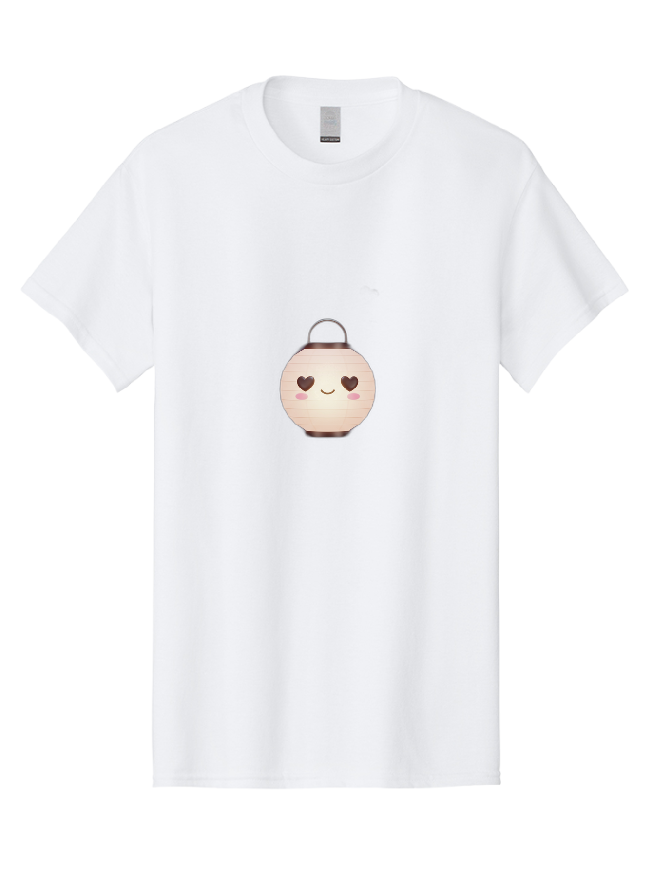 Paper-Lantern Men'S Graphic Tee, 100% Cotton, Comfortable Casual Summer Wear, Machine Washable, Paper Lantern With Heart-Shaped Eyes, Cartoon Style, Cute Expression, Pink Cheeks, Smiling Face, Kawaii Design, Love Symbol, Lantern Character Bad406 1