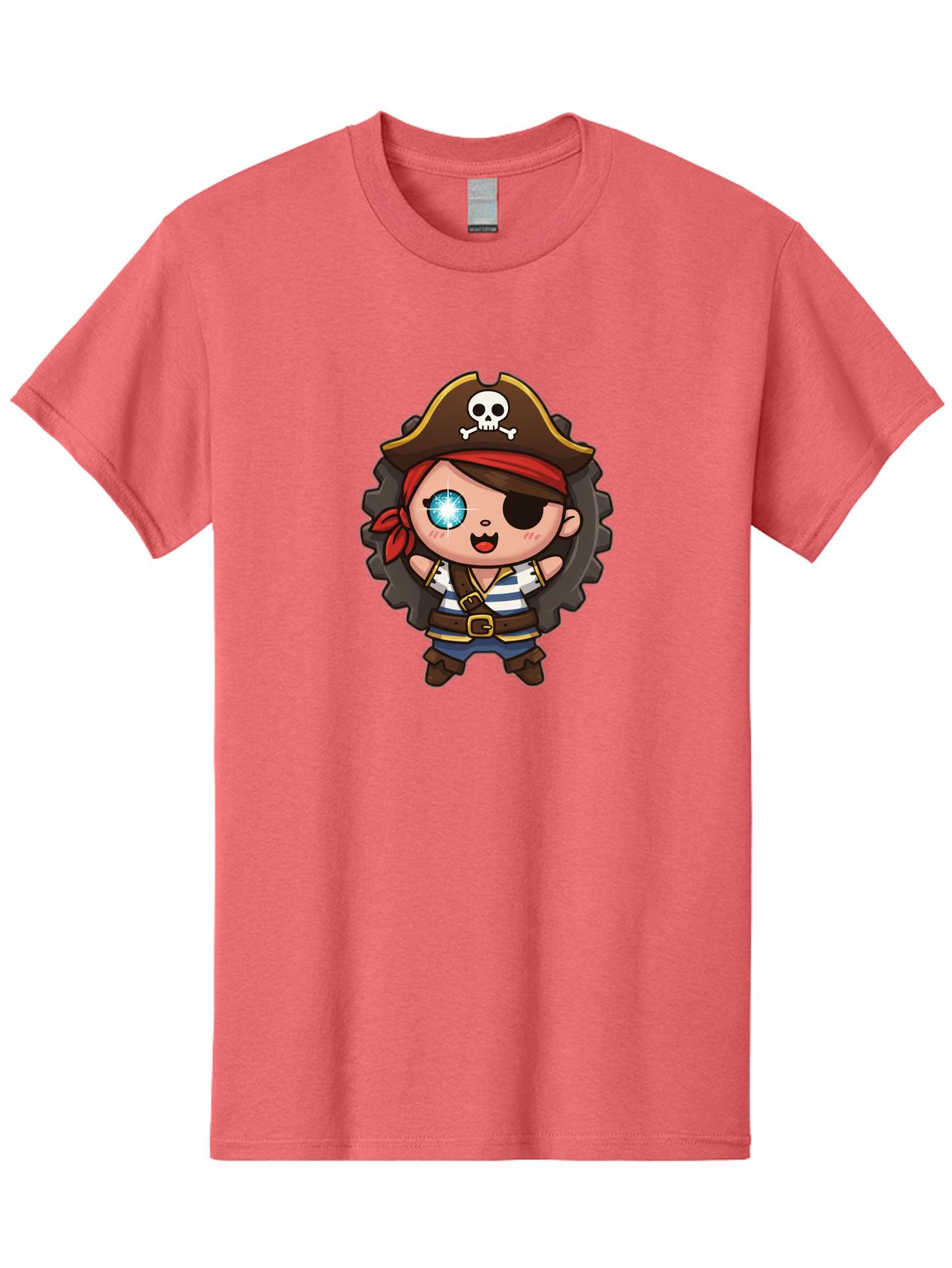 Pirate-Girl Men'S Graphic Tee, 100% Cotton, Comfortable Casual Summer Wear, Machine Washable, Cartoon Pirate Girl, Pirate Costume, Eye Patch, Pirate Hat, Skull And Crossbones, Treasure Hunt, Swashbuckling Adventure, Kawaii Pirate, Bad440 11