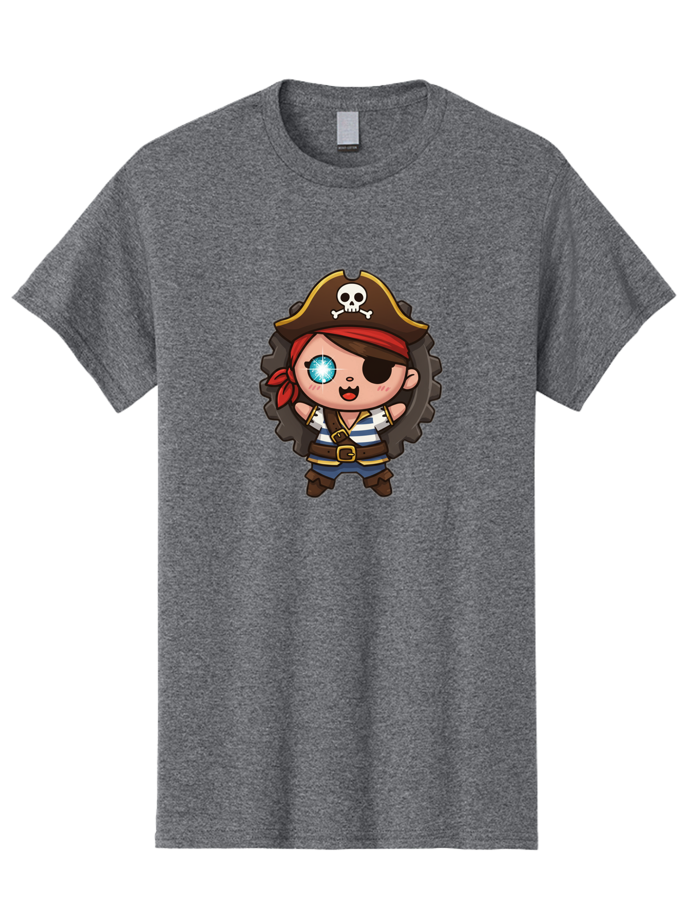 Pirate-Girl Men'S Graphic Tee, 100% Cotton, Comfortable Casual Summer Wear, Machine Washable, Cartoon Pirate Girl, Pirate Costume, Eye Patch, Pirate Hat, Skull And Crossbones, Treasure Hunt, Swashbuckling Adventure, Kawaii Pirate, Bad440 9