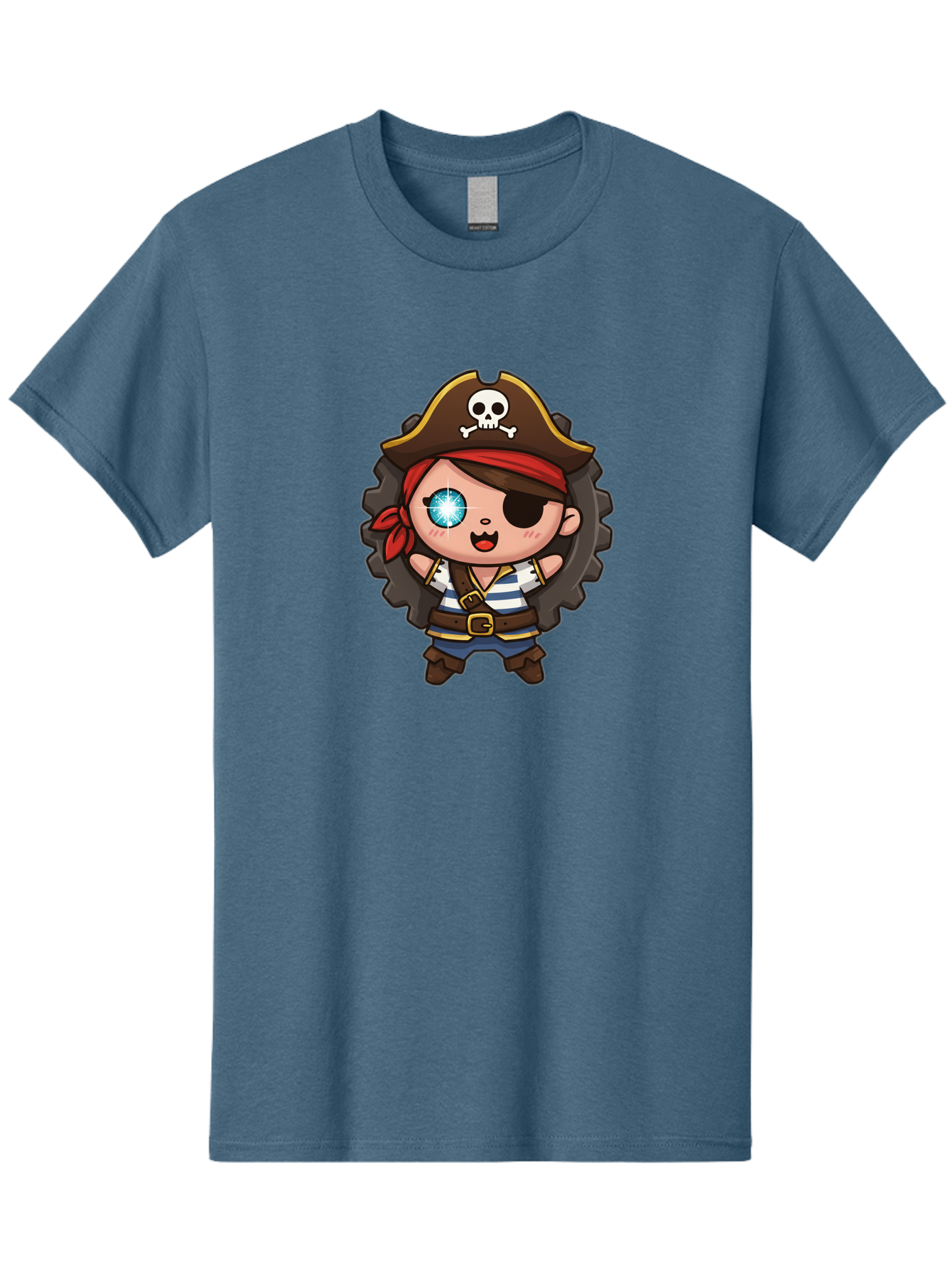 Pirate-Girl Men'S Graphic Tee, 100% Cotton, Comfortable Casual Summer Wear, Machine Washable, Cartoon Pirate Girl, Pirate Costume, Eye Patch, Pirate Hat, Skull And Crossbones, Treasure Hunt, Swashbuckling Adventure, Kawaii Pirate, Bad440 1