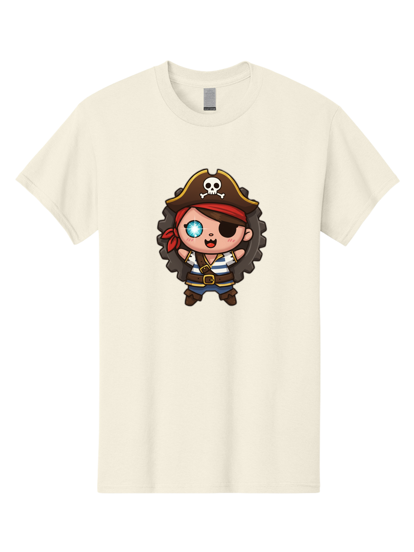 Pirate-Girl Men'S Graphic Tee, 100% Cotton, Comfortable Casual Summer Wear, Machine Washable, Cartoon Pirate Girl, Pirate Costume, Eye Patch, Pirate Hat, Skull And Crossbones, Treasure Hunt, Swashbuckling Adventure, Kawaii Pirate, Bad440 5