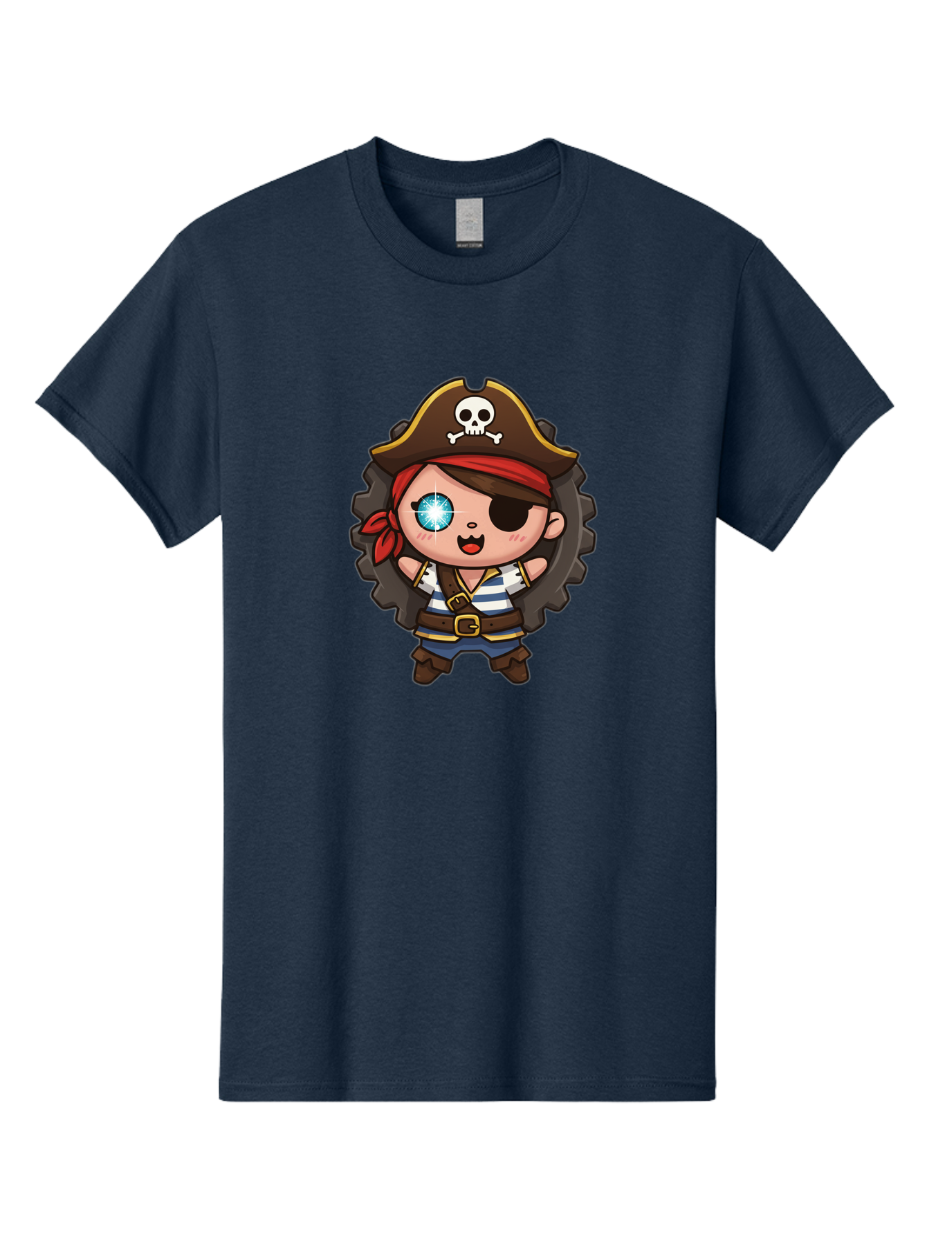 Pirate-Girl Men'S Graphic Tee, 100% Cotton, Comfortable Casual Summer Wear, Machine Washable, Cartoon Pirate Girl, Pirate Costume, Eye Patch, Pirate Hat, Skull And Crossbones, Treasure Hunt, Swashbuckling Adventure, Kawaii Pirate, Bad440 13