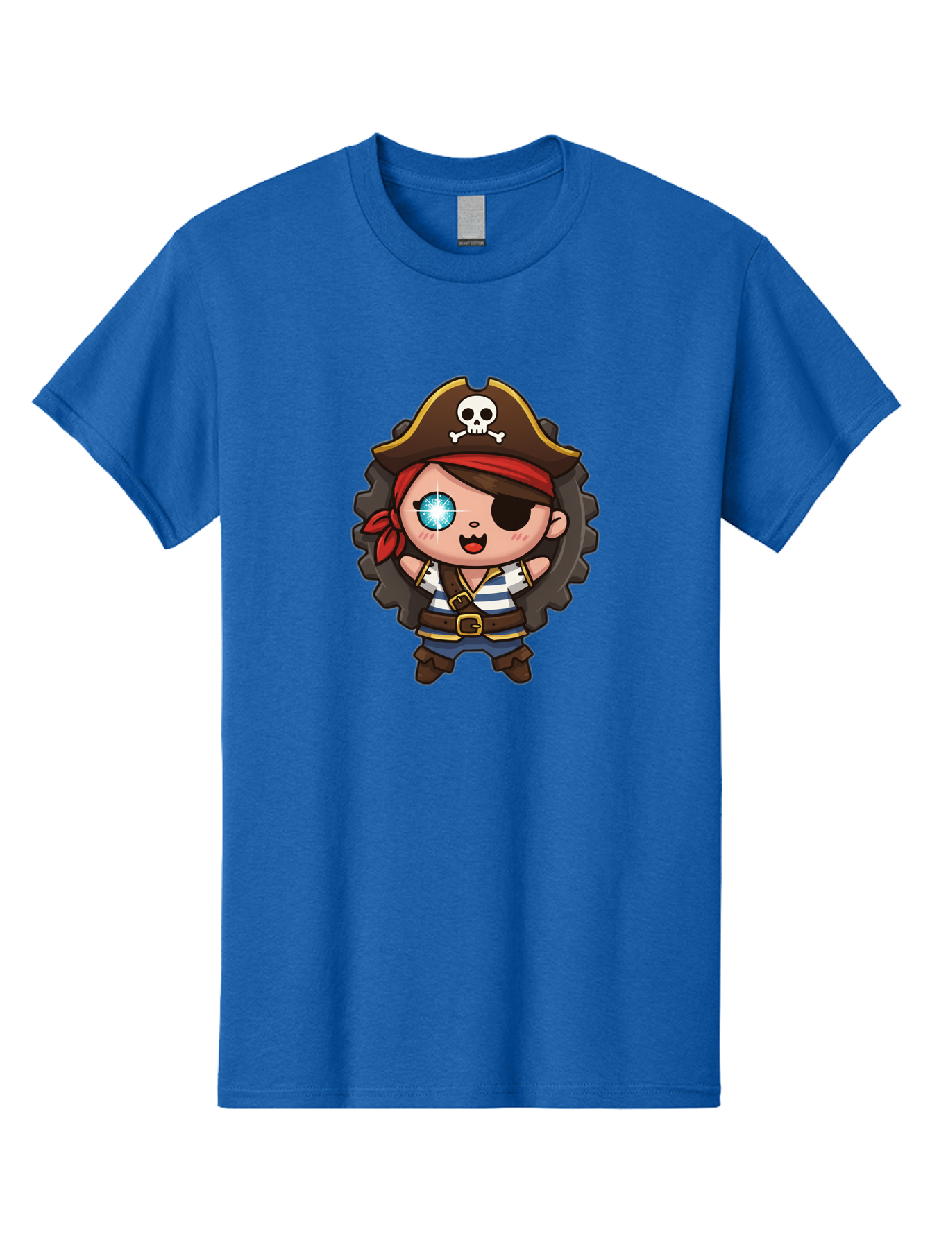 Pirate-Girl Men'S Graphic Tee, 100% Cotton, Comfortable Casual Summer Wear, Machine Washable, Cartoon Pirate Girl, Pirate Costume, Eye Patch, Pirate Hat, Skull And Crossbones, Treasure Hunt, Swashbuckling Adventure, Kawaii Pirate, Bad440 14