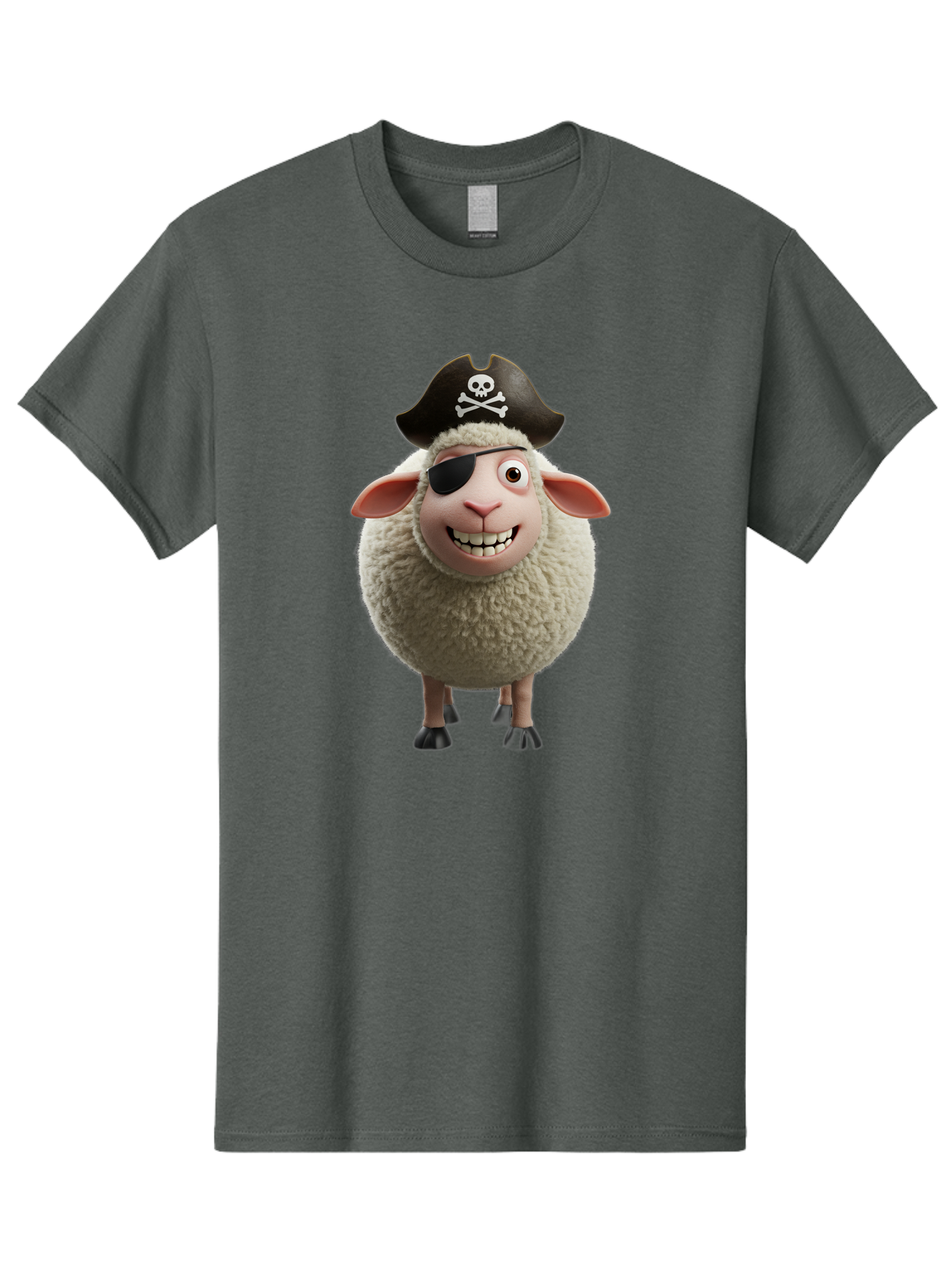 Pirate-Sheep Men'S Graphic Tee, 100% Cotton, Comfortable Casual Summer Wear, Machine Washable, Cartoon Sheep, Pirate Costume, Eye Patch, Skull And Crossbones Hat, Fluffy Sheep, Playful Character, Animated Animal, Pirate Sheep Character, Bad441 14