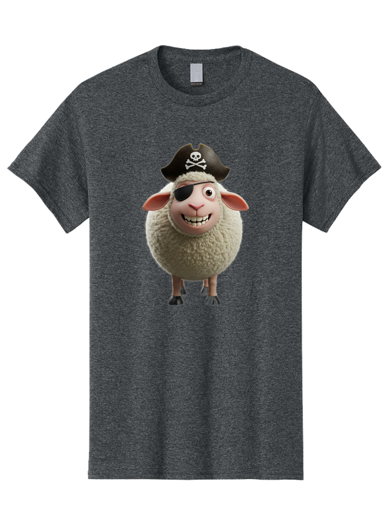 Pirate-Sheep Men'S Graphic Tee, 100% Cotton, Comfortable Casual Summer Wear, Machine Washable, Cartoon Sheep, Pirate Costume, Eye Patch, Skull And Crossbones Hat, Fluffy Sheep, Playful Character, Animated Animal, Pirate Sheep Character, Bad441 7