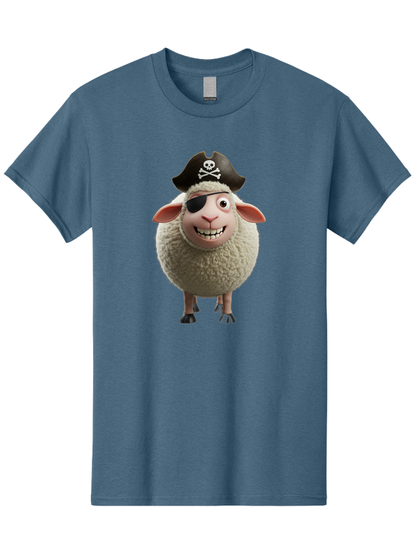 Pirate-Sheep Men'S Graphic Tee, 100% Cotton, Comfortable Casual Summer Wear, Machine Washable, Cartoon Sheep, Pirate Costume, Eye Patch, Skull And Crossbones Hat, Fluffy Sheep, Playful Character, Animated Animal, Pirate Sheep Character, Bad441 12