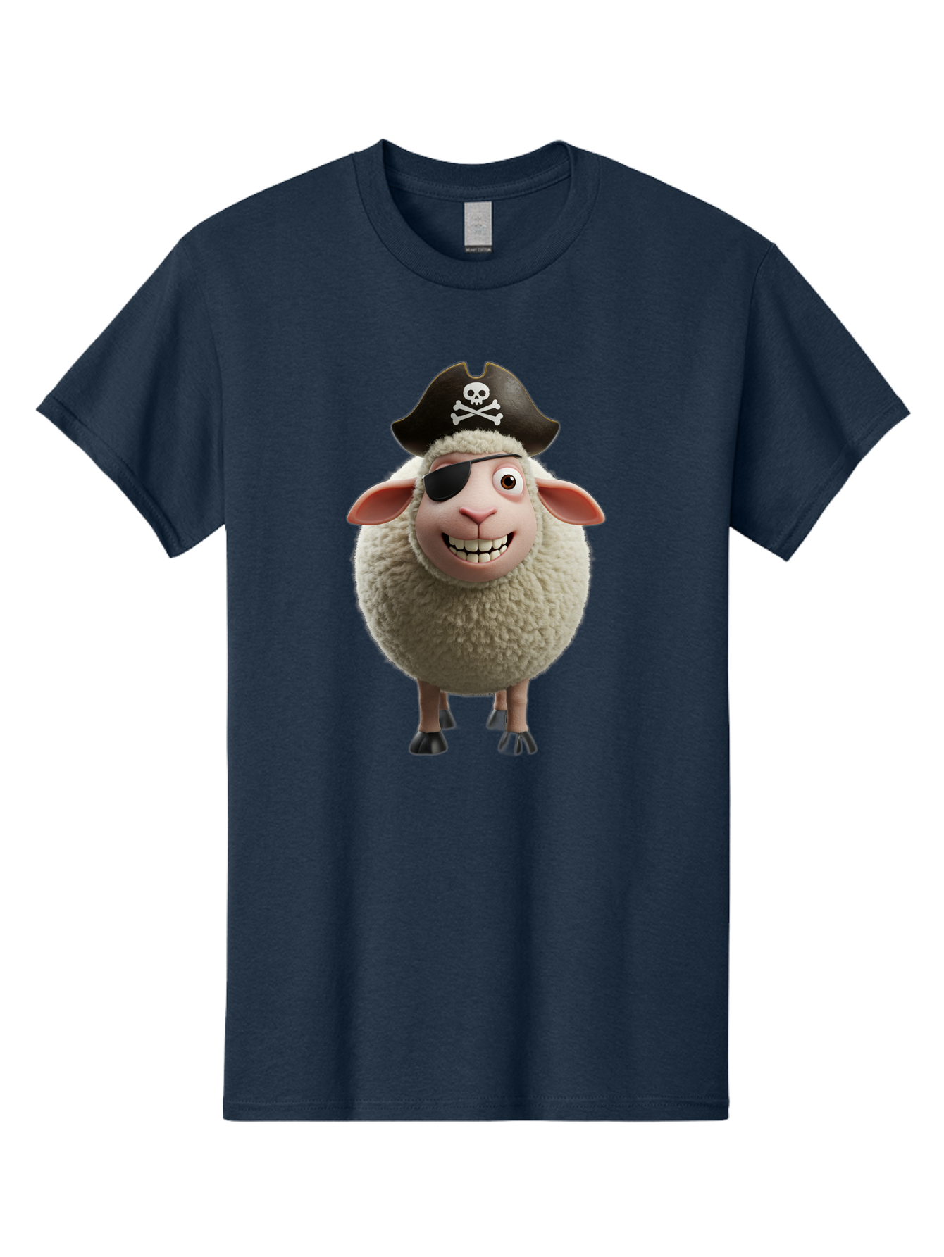 Pirate-Sheep Men'S Graphic Tee, 100% Cotton, Comfortable Casual Summer Wear, Machine Washable, Cartoon Sheep, Pirate Costume, Eye Patch, Skull And Crossbones Hat, Fluffy Sheep, Playful Character, Animated Animal, Pirate Sheep Character, Bad441 8