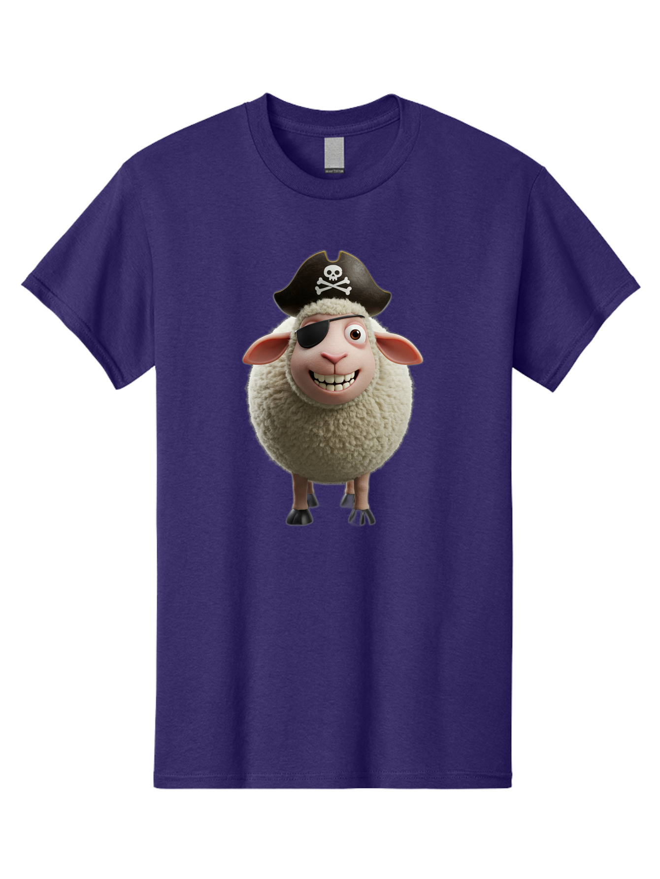 Pirate-Sheep Men'S Graphic Tee, 100% Cotton, Comfortable Casual Summer Wear, Machine Washable, Cartoon Sheep, Pirate Costume, Eye Patch, Skull And Crossbones Hat, Fluffy Sheep, Playful Character, Animated Animal, Pirate Sheep Character, Bad441 13