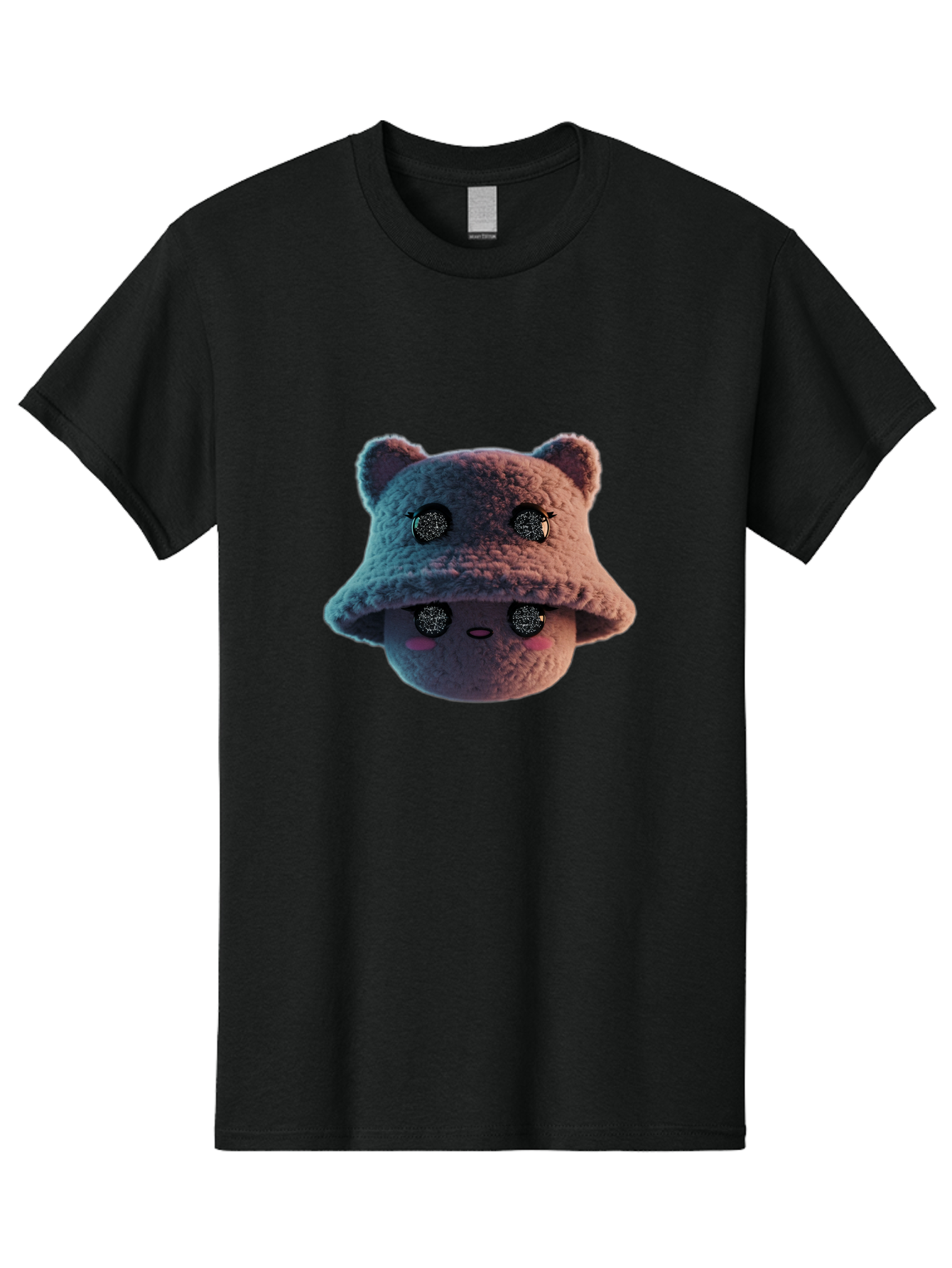 Plushie-Character Men'S Graphic Tee, 100% Cotton, Comfortable Casual Summer Wear, Machine Washable, Cute Cartoon Character, Fluffy Teddy Bear, Kawaii Plush Toy, Round Face, Sparkly Eyes, Soft Pink Cheeks, Funny Expression, Endearing Design, Bad447 7