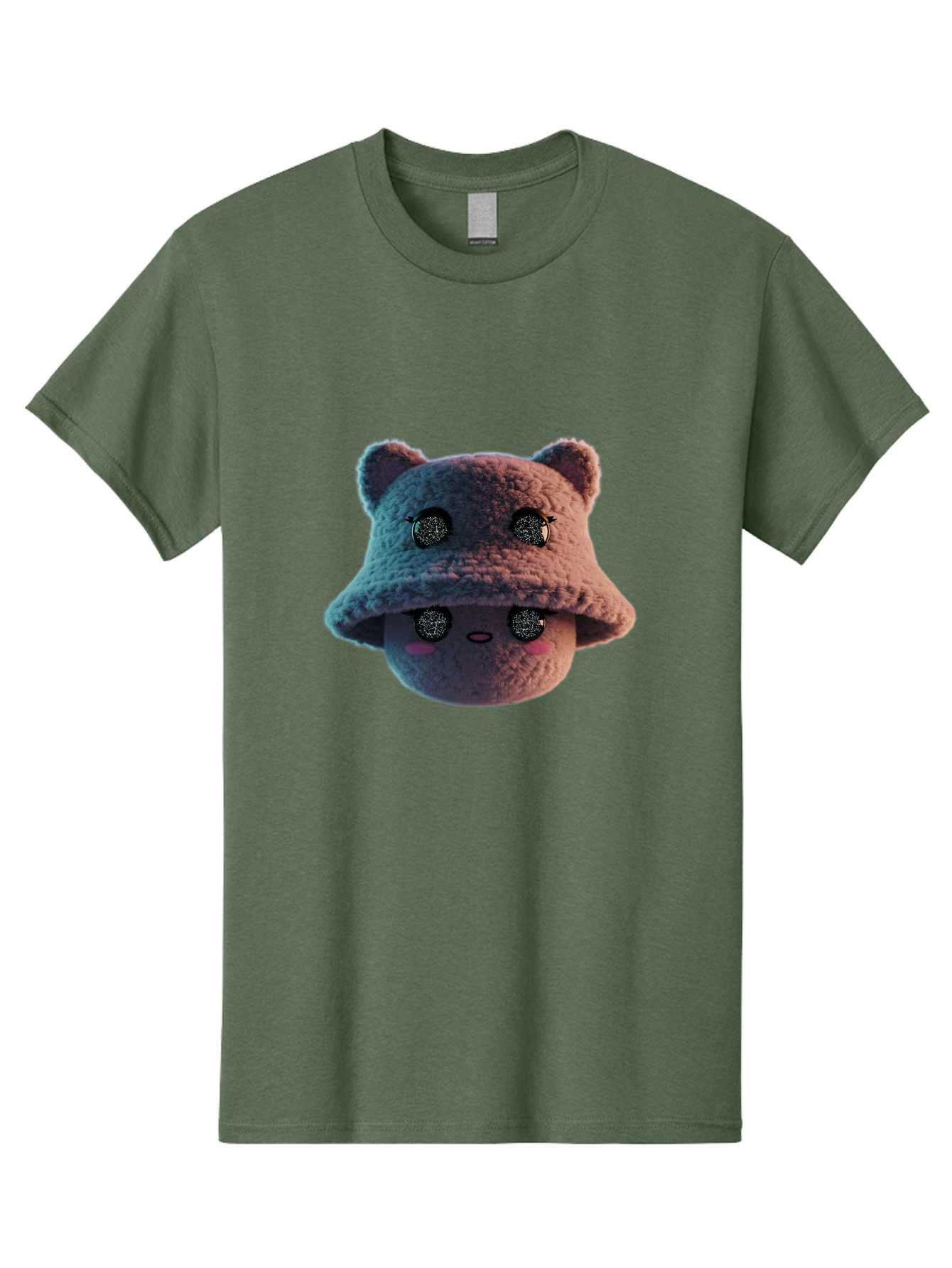 Plushie-Character Men'S Graphic Tee, 100% Cotton, Comfortable Casual Summer Wear, Machine Washable, Cute Cartoon Character, Fluffy Teddy Bear, Kawaii Plush Toy, Round Face, Sparkly Eyes, Soft Pink Cheeks, Funny Expression, Endearing Design, Bad447 15