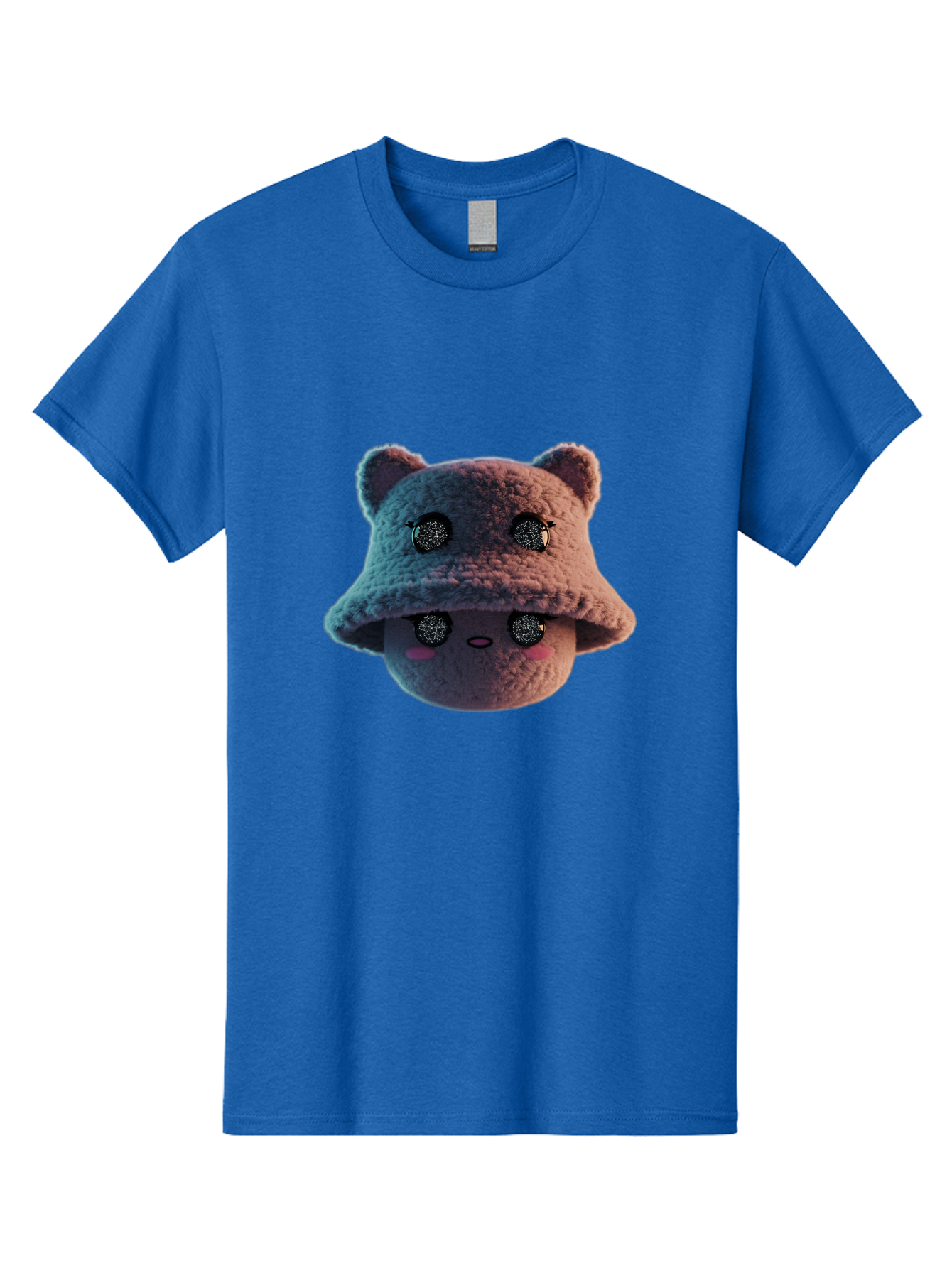 Plushie-Character Men'S Graphic Tee, 100% Cotton, Comfortable Casual Summer Wear, Machine Washable, Cute Cartoon Character, Fluffy Teddy Bear, Kawaii Plush Toy, Round Face, Sparkly Eyes, Soft Pink Cheeks, Funny Expression, Endearing Design, Bad447 5