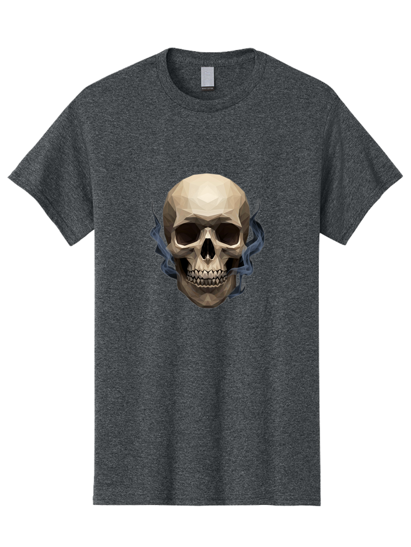 Polygonal-Skull Men'S Graphic Tee, 100% Cotton, Comfortable Casual Summer Wear, Machine Washable, Human Skull, Geometric Shapes, Low Poly Art, Smoke Coming Out, Dark Eye Sockets, Teeth, Mystical, Low Poly, Abstract Art, Skull Design Bad450 5