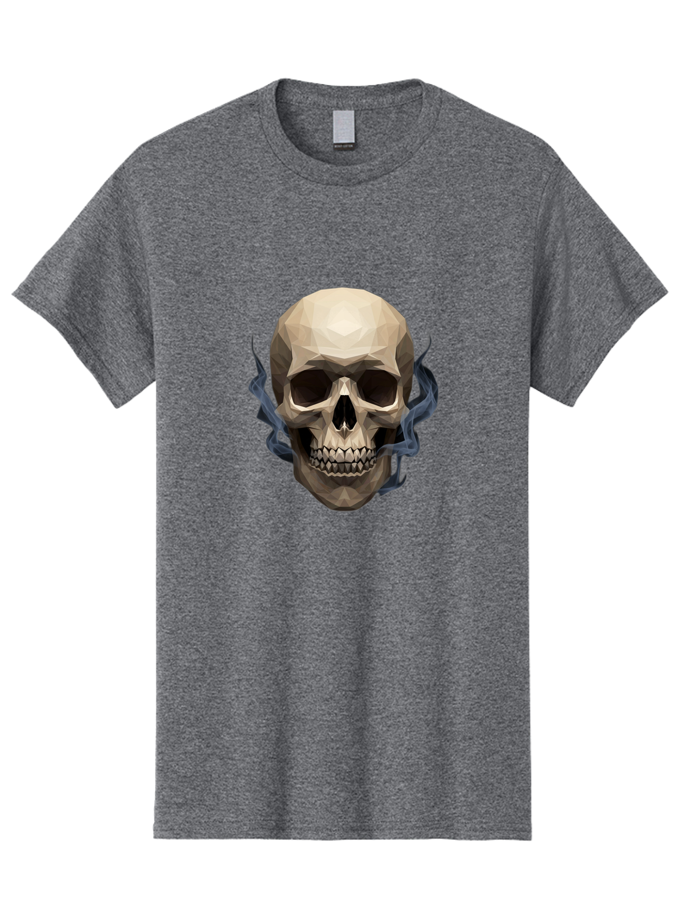 Polygonal-Skull Men'S Graphic Tee, 100% Cotton, Comfortable Casual Summer Wear, Machine Washable, Human Skull, Geometric Shapes, Low Poly Art, Smoke Coming Out, Dark Eye Sockets, Teeth, Mystical, Low Poly, Abstract Art, Skull Design Bad450 7