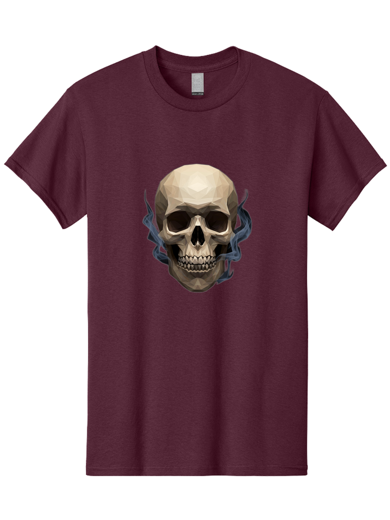 Polygonal-Skull Men'S Graphic Tee, 100% Cotton, Comfortable Casual Summer Wear, Machine Washable, Human Skull, Geometric Shapes, Low Poly Art, Smoke Coming Out, Dark Eye Sockets, Teeth, Mystical, Low Poly, Abstract Art, Skull Design Bad450 11