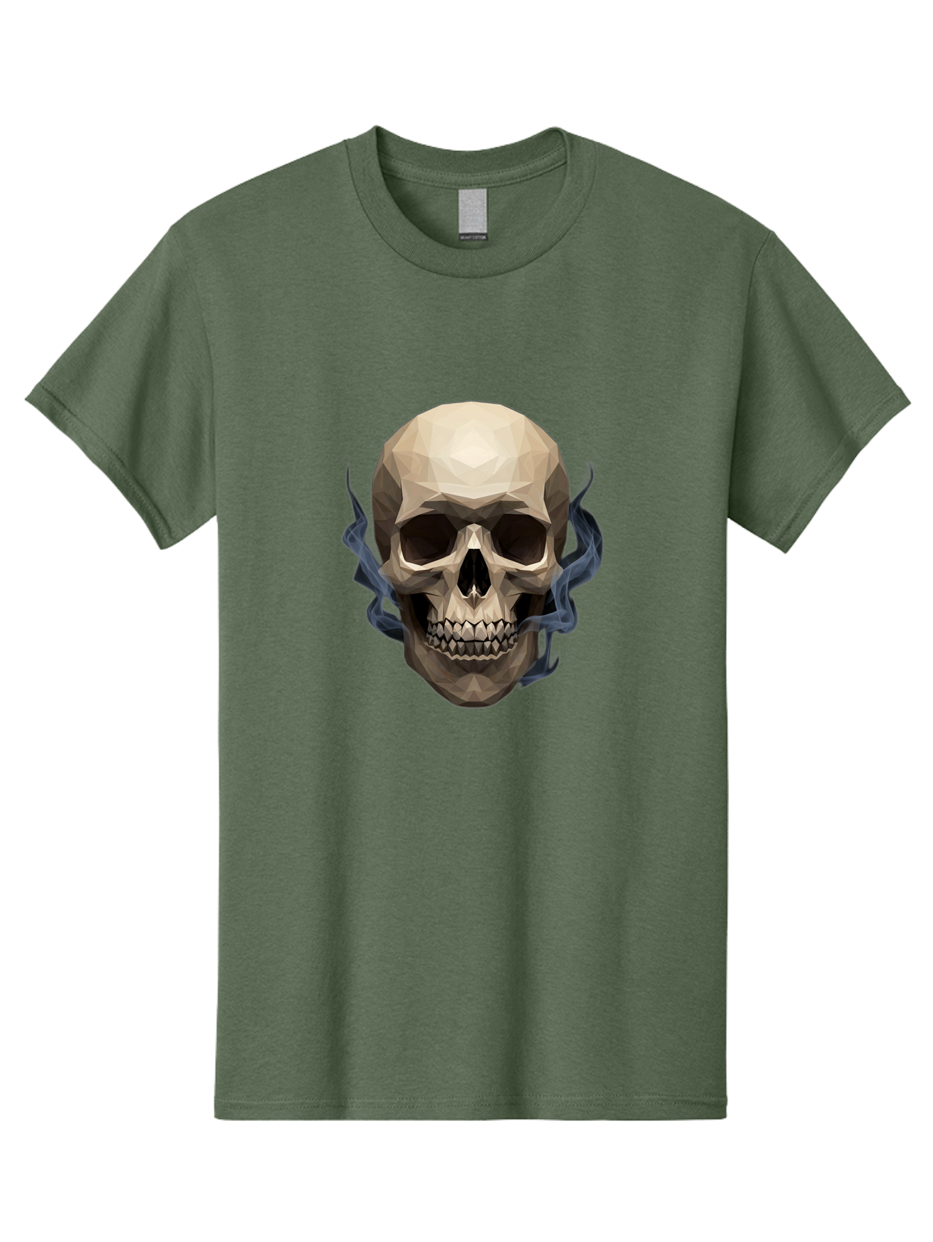 Polygonal-Skull Men'S Graphic Tee, 100% Cotton, Comfortable Casual Summer Wear, Machine Washable, Human Skull, Geometric Shapes, Low Poly Art, Smoke Coming Out, Dark Eye Sockets, Teeth, Mystical, Low Poly, Abstract Art, Skull Design Bad450 8