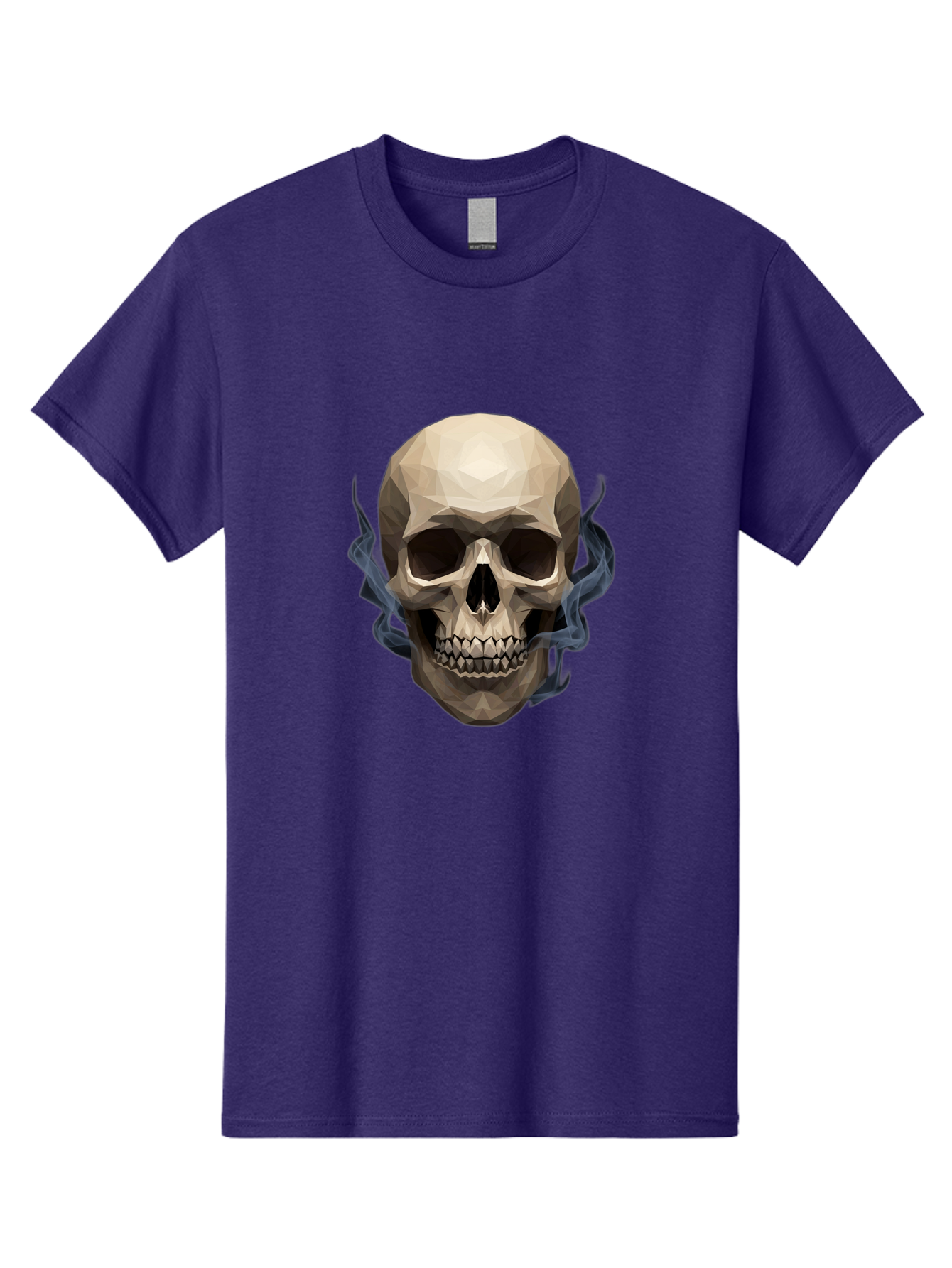 Polygonal-Skull Men'S Graphic Tee, 100% Cotton, Comfortable Casual Summer Wear, Machine Washable, Human Skull, Geometric Shapes, Low Poly Art, Smoke Coming Out, Dark Eye Sockets, Teeth, Mystical, Low Poly, Abstract Art, Skull Design Bad450 4