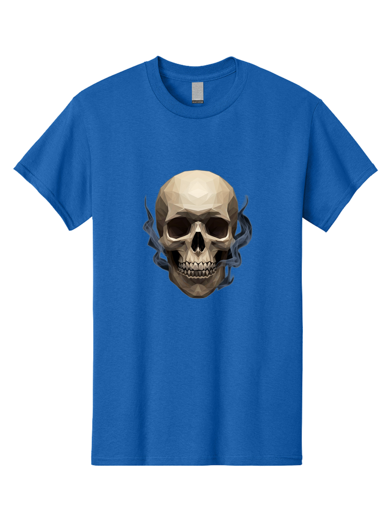 Polygonal-Skull Men'S Graphic Tee, 100% Cotton, Comfortable Casual Summer Wear, Machine Washable, Human Skull, Geometric Shapes, Low Poly Art, Smoke Coming Out, Dark Eye Sockets, Teeth, Mystical, Low Poly, Abstract Art, Skull Design Bad450 2