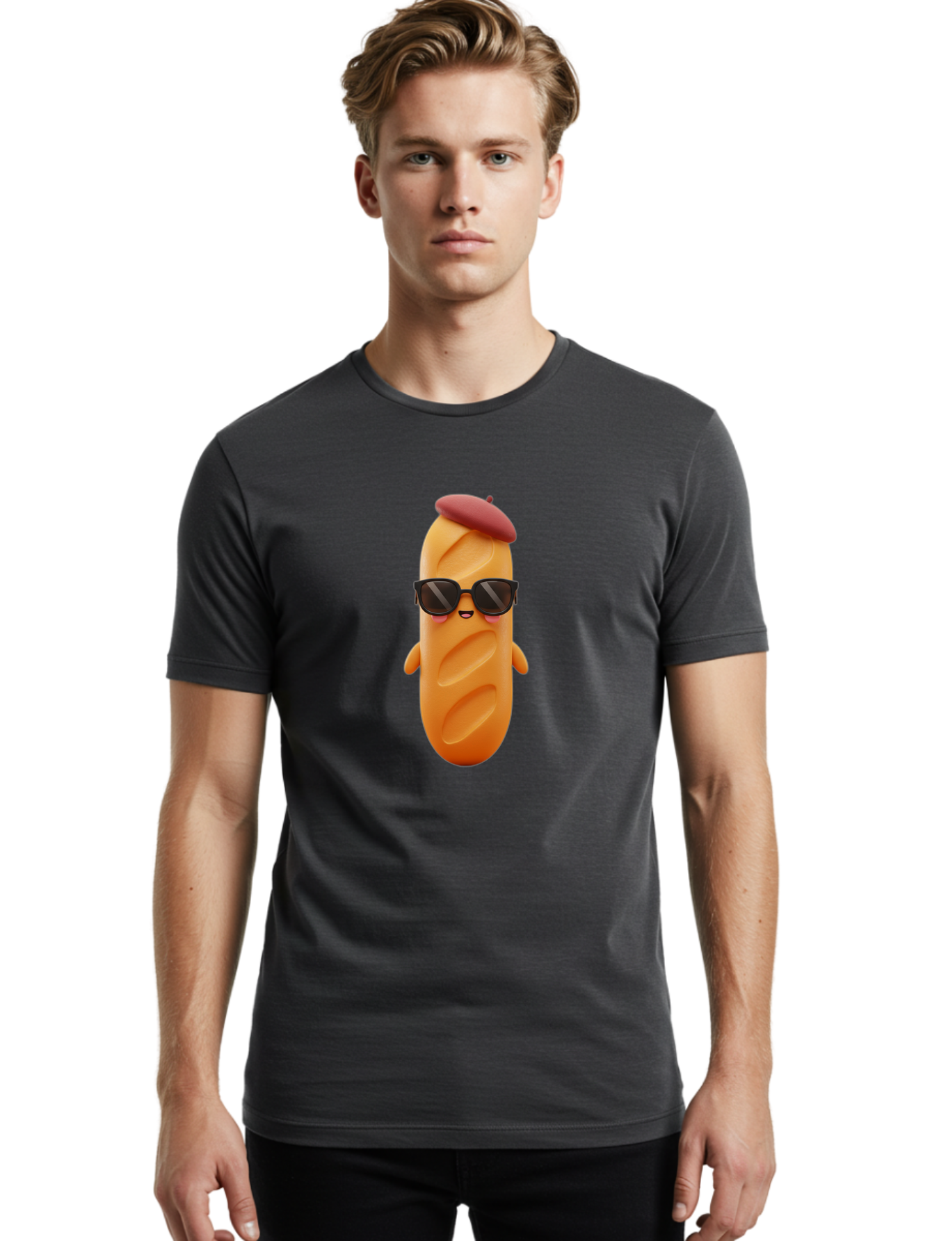 Potato-Character Men'S Graphic Tee, 100% Cotton, Comfortable Casual Summer Wear, Machine Washable, Sausage Character, Cartoon Sausage, 3D Sausage Illustration, Sausage Wearing Sunglasses, Beret On Sausage, Funny Food Character, Bad452 20