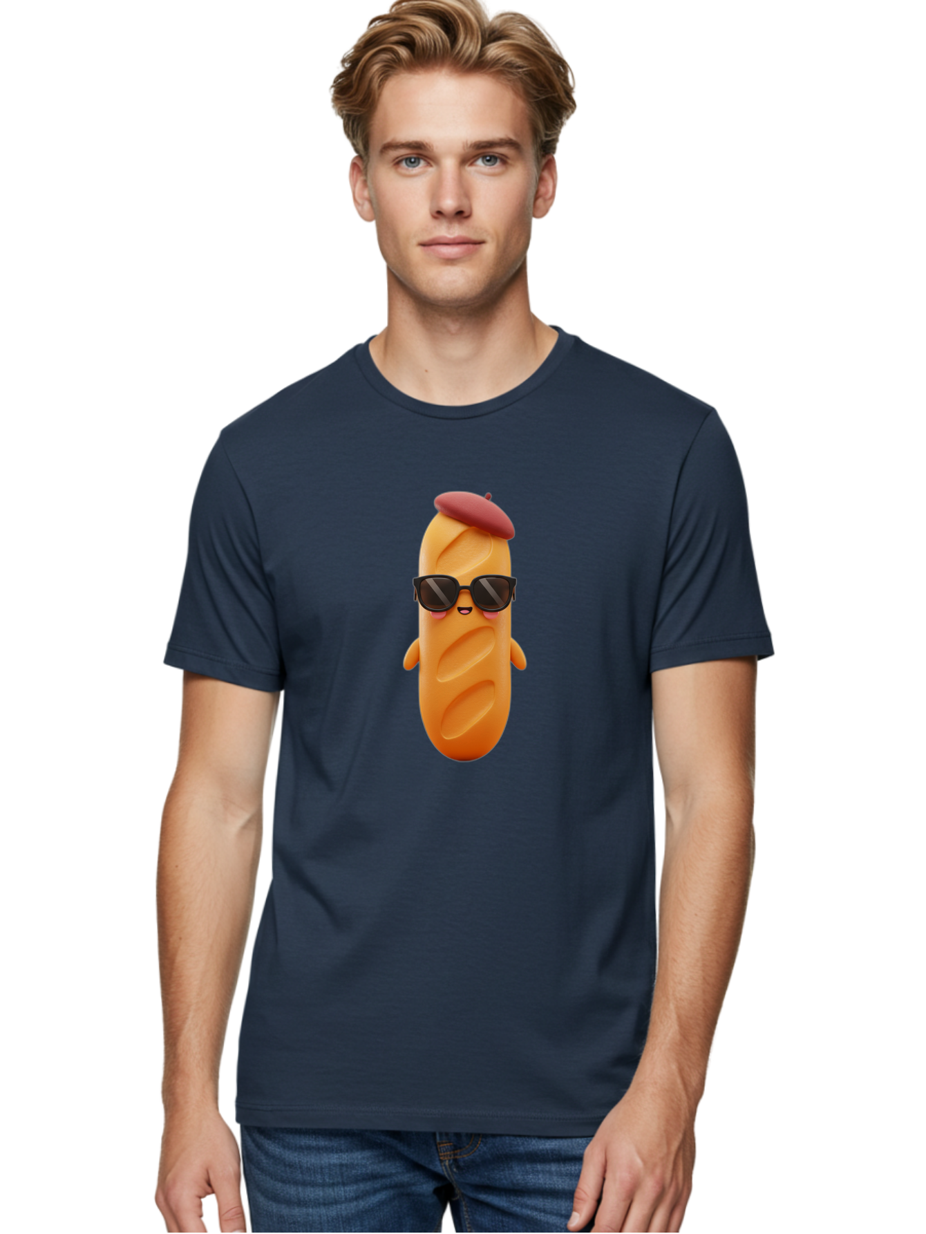 Potato-Character Men'S Graphic Tee, 100% Cotton, Comfortable Casual Summer Wear, Machine Washable, Sausage Character, Cartoon Sausage, 3D Sausage Illustration, Sausage Wearing Sunglasses, Beret On Sausage, Funny Food Character, Bad452 27