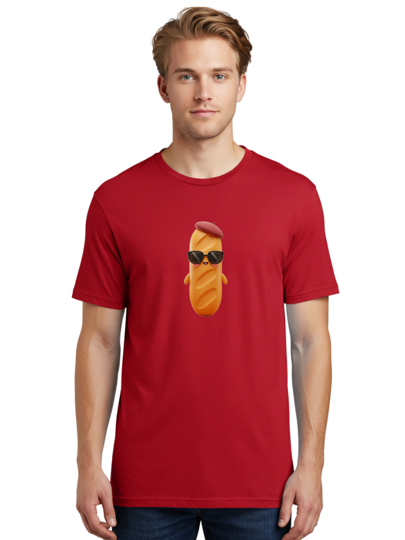 Potato-Character Men'S Graphic Tee, 100% Cotton, Comfortable Casual Summer Wear, Machine Washable, Sausage Character, Cartoon Sausage, 3D Sausage Illustration, Sausage Wearing Sunglasses, Beret On Sausage, Funny Food Character, Bad452 25