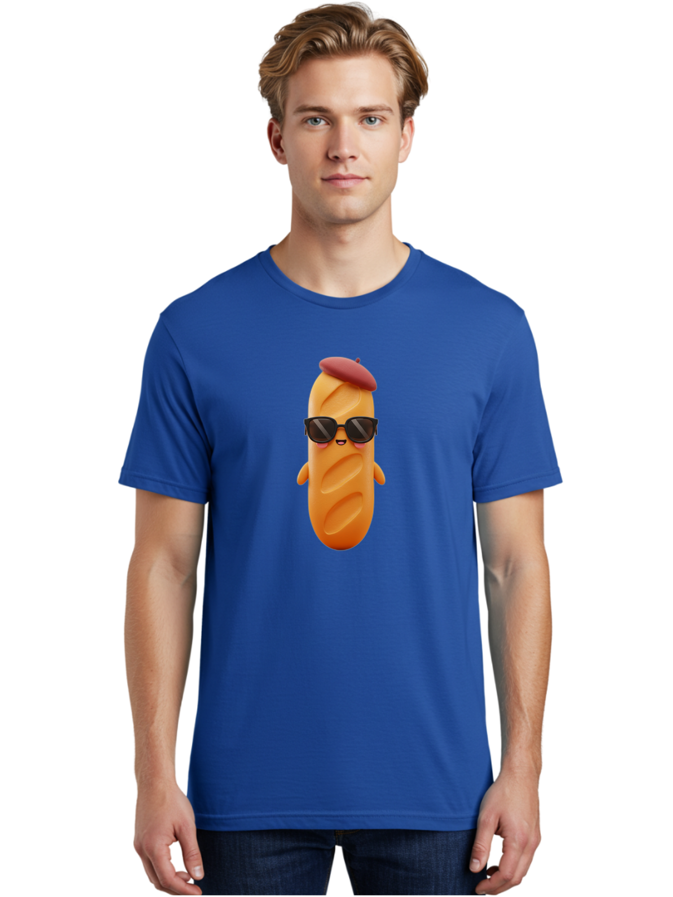 Potato-Character Men'S Graphic Tee, 100% Cotton, Comfortable Casual Summer Wear, Machine Washable, Sausage Character, Cartoon Sausage, 3D Sausage Illustration, Sausage Wearing Sunglasses, Beret On Sausage, Funny Food Character, Bad452 26