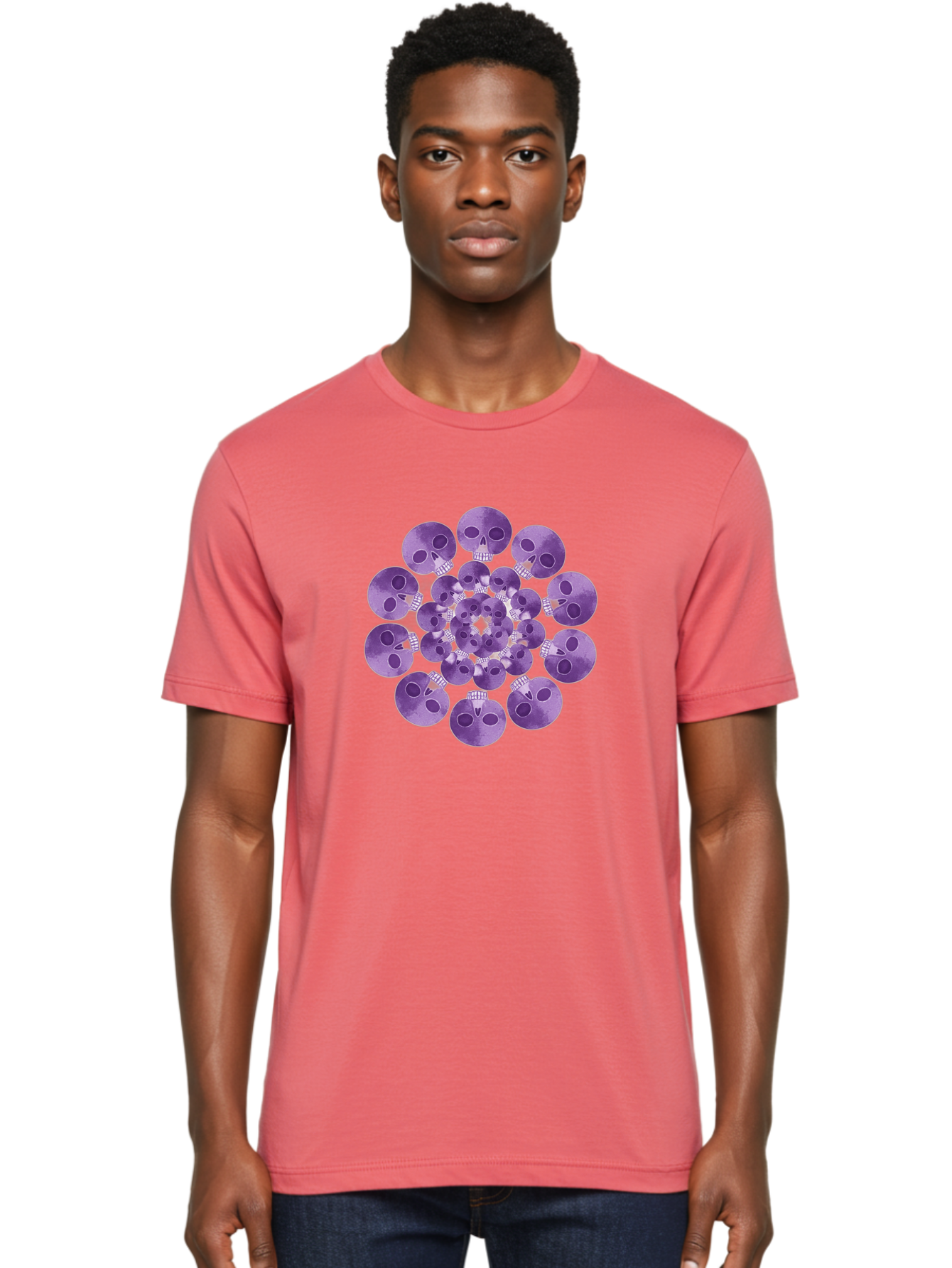 Purple-Skulls Men'S Graphic Tee, 100% Cotton, Comfortable Casual Summer Wear, Machine Washable, Cluster Of Purple Skulls, Skull Illustration, Gothic Art, Skull Design, Purple And White Colors, Skull Pattern, Dark Aesthetic, Grunge Style Bad466 27