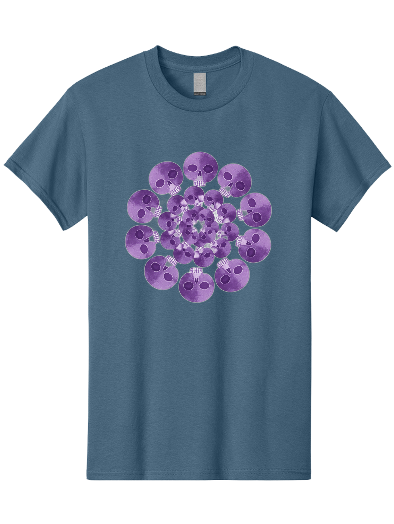Purple-Skulls Men'S Graphic Tee, 100% Cotton, Comfortable Casual Summer Wear, Machine Washable, Cluster Of Purple Skulls, Skull Illustration, Gothic Art, Skull Design, Purple And White Colors, Skull Pattern, Dark Aesthetic, Grunge Style Bad466 3