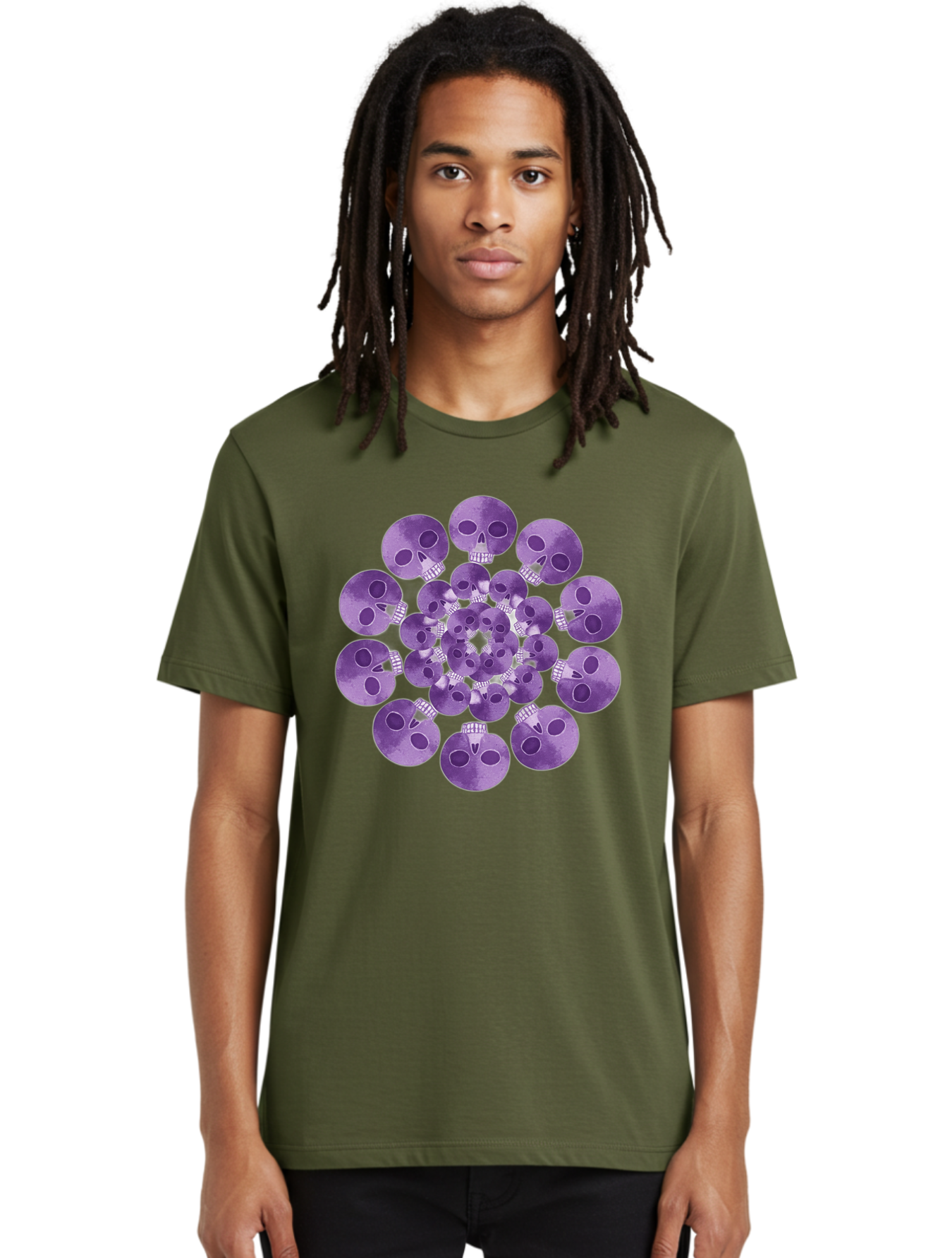 Purple-Skulls Men'S Graphic Tee, 100% Cotton, Comfortable Casual Summer Wear, Machine Washable, Cluster Of Purple Skulls, Skull Illustration, Gothic Art, Skull Design, Purple And White Colors, Skull Pattern, Dark Aesthetic, Grunge Style Bad466 28