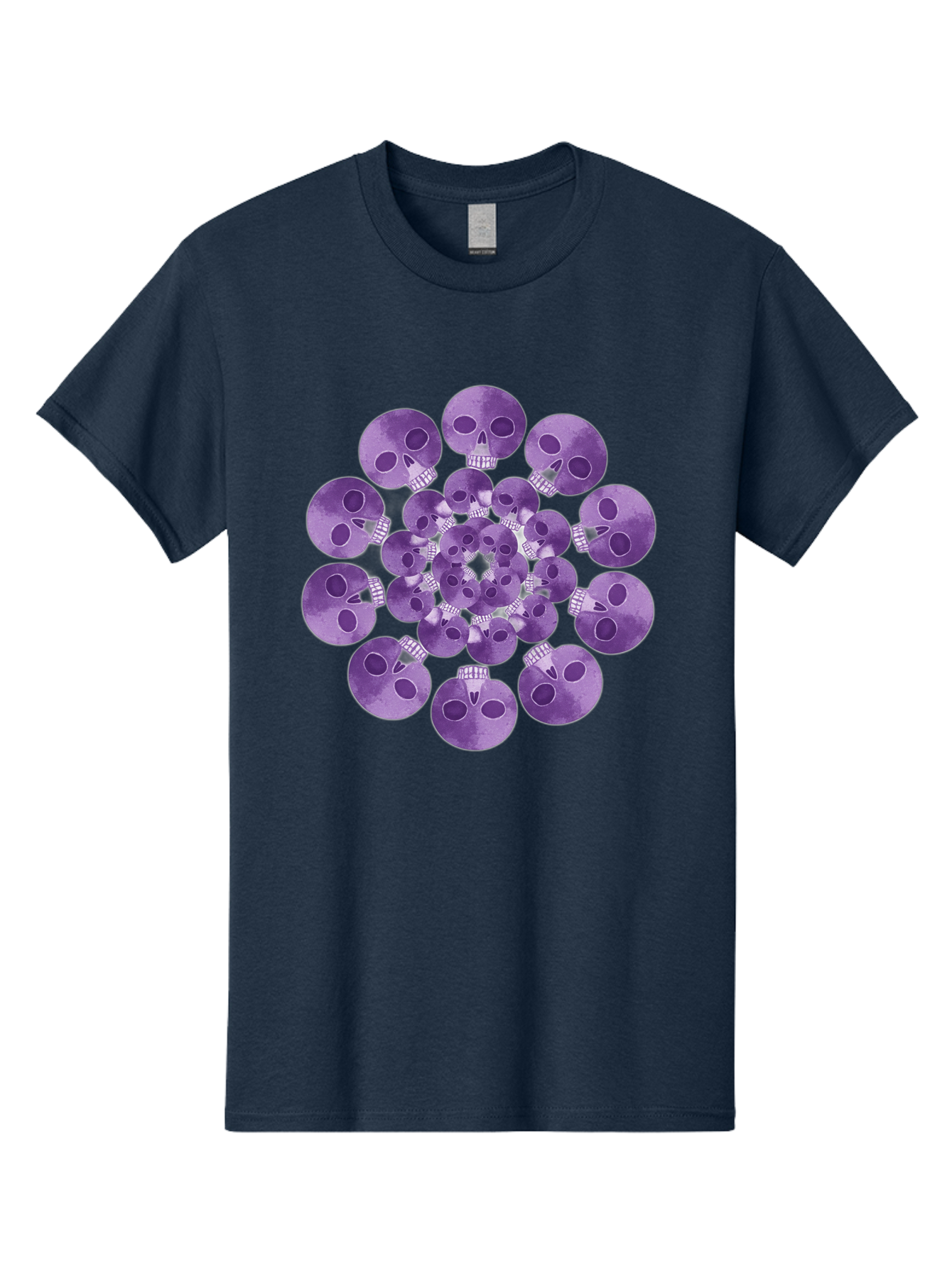Purple-Skulls Men'S Graphic Tee, 100% Cotton, Comfortable Casual Summer Wear, Machine Washable, Cluster Of Purple Skulls, Skull Illustration, Gothic Art, Skull Design, Purple And White Colors, Skull Pattern, Dark Aesthetic, Grunge Style Bad466 9