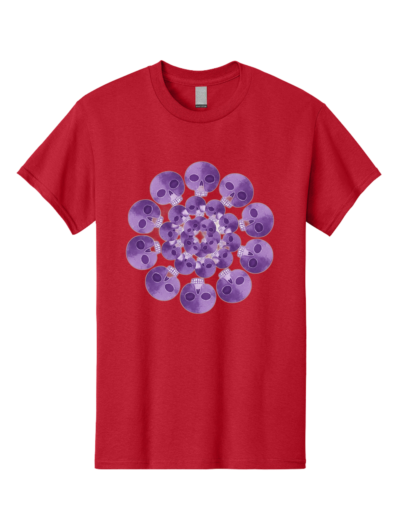 Purple-Skulls Men'S Graphic Tee, 100% Cotton, Comfortable Casual Summer Wear, Machine Washable, Cluster Of Purple Skulls, Skull Illustration, Gothic Art, Skull Design, Purple And White Colors, Skull Pattern, Dark Aesthetic, Grunge Style Bad466 5