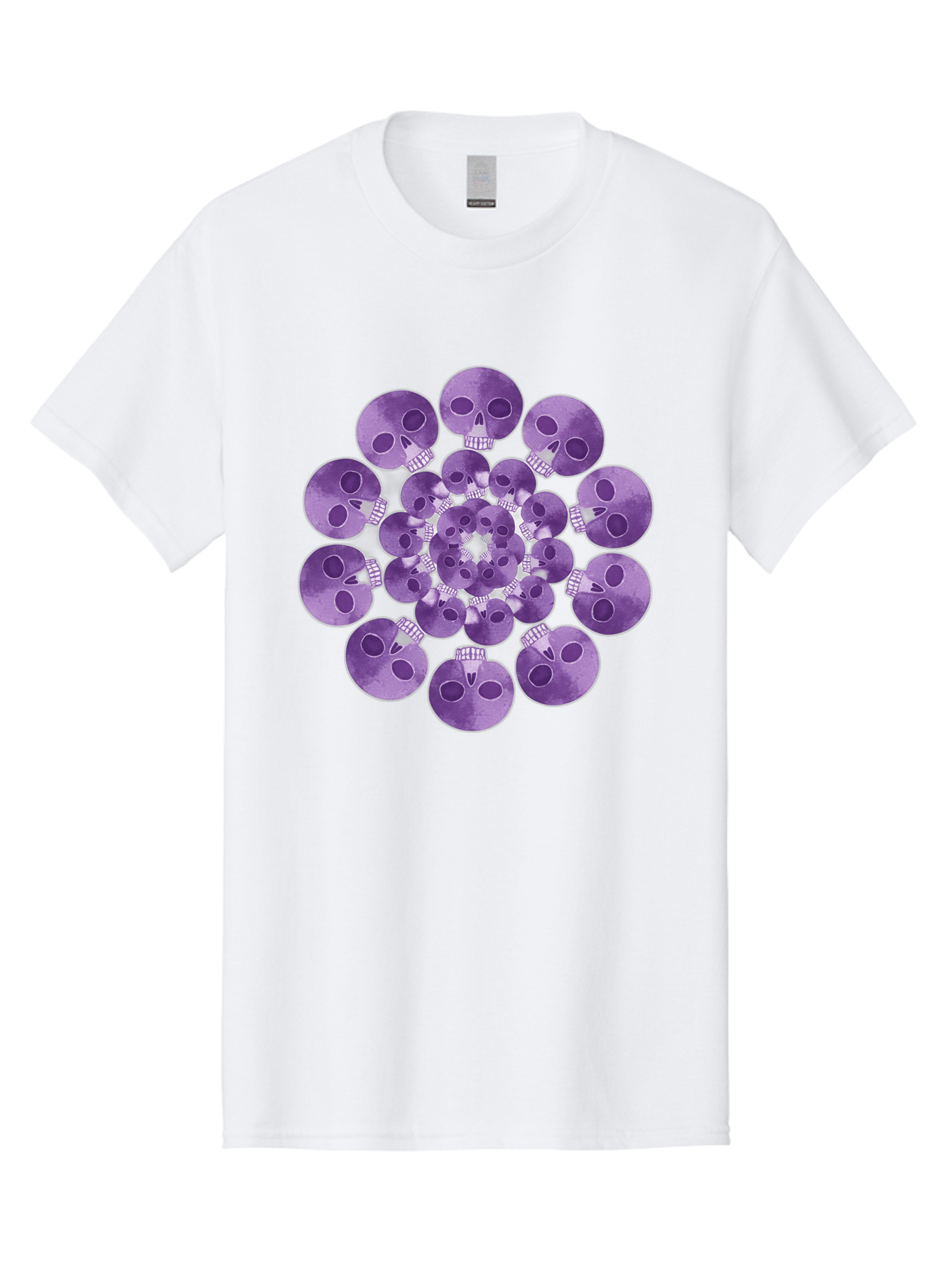 Purple-Skulls Men'S Graphic Tee, 100% Cotton, Comfortable Casual Summer Wear, Machine Washable, Cluster Of Purple Skulls, Skull Illustration, Gothic Art, Skull Design, Purple And White Colors, Skull Pattern, Dark Aesthetic, Grunge Style Bad466 2