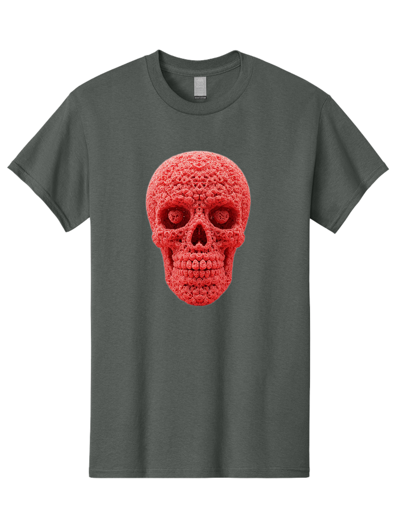 Red-Crochet-Skull Men'S Graphic Tee, 100% Cotton, Comfortable Casual Summer Wear, Machine Washable, Strawberry Skull, Red Fruit, Sugar Skull, Food Art, Creative Dessert, Skull Design, Vibrant Red Color, Unique Food Styling Bad484 10