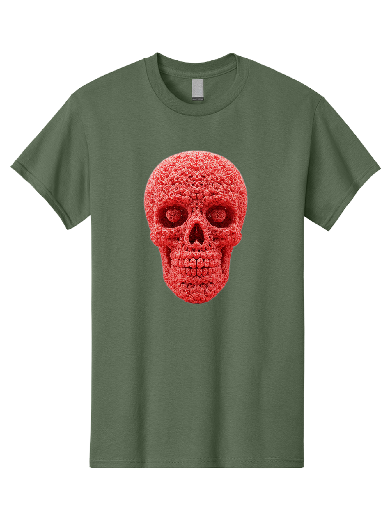 Red-Crochet-Skull Men'S Graphic Tee, 100% Cotton, Comfortable Casual Summer Wear, Machine Washable, Strawberry Skull, Red Fruit, Sugar Skull, Food Art, Creative Dessert, Skull Design, Vibrant Red Color, Unique Food Styling Bad484 8