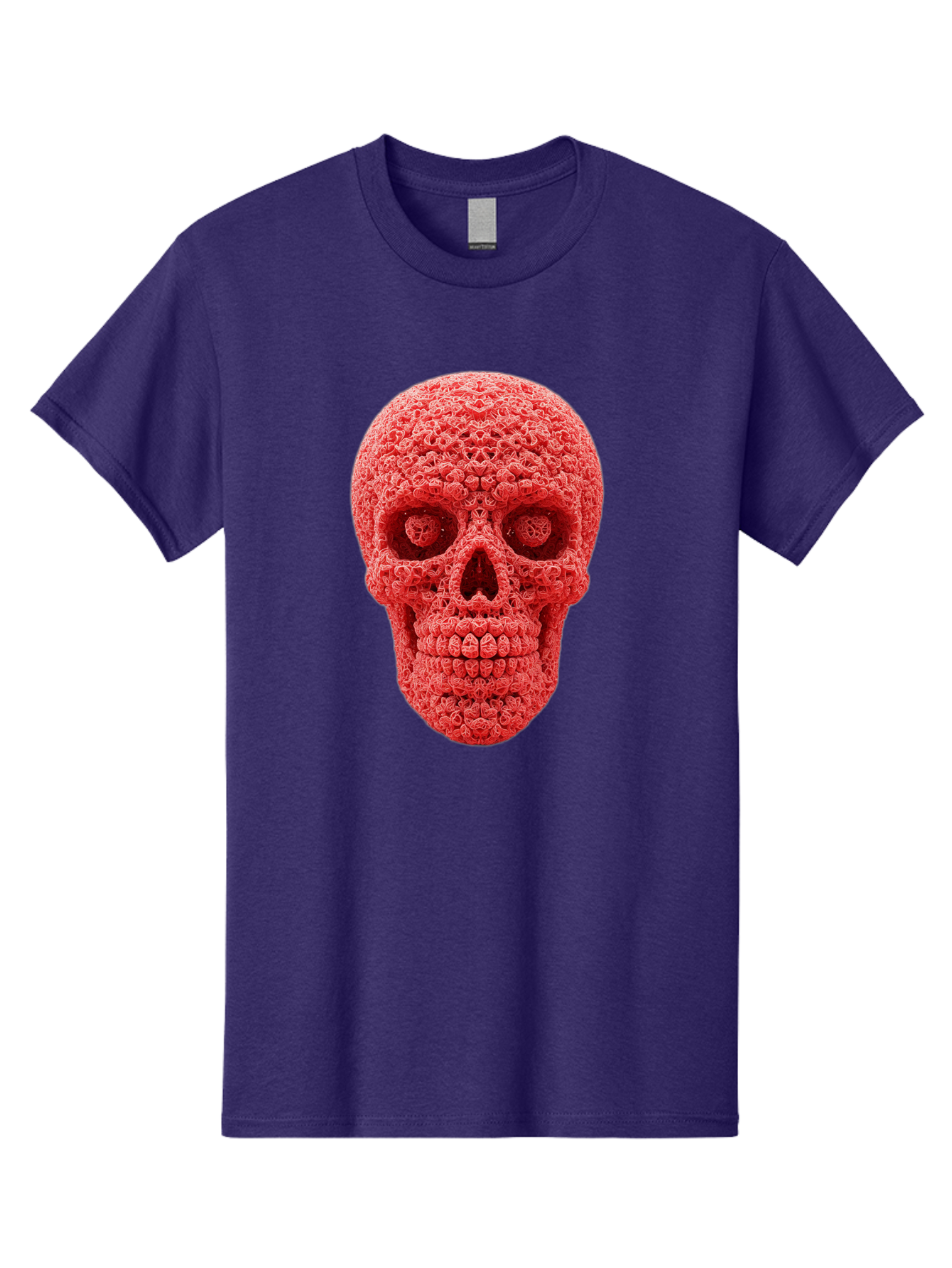 Red-Crochet-Skull Men'S Graphic Tee, 100% Cotton, Comfortable Casual Summer Wear, Machine Washable, Strawberry Skull, Red Fruit, Sugar Skull, Food Art, Creative Dessert, Skull Design, Vibrant Red Color, Unique Food Styling Bad484 11