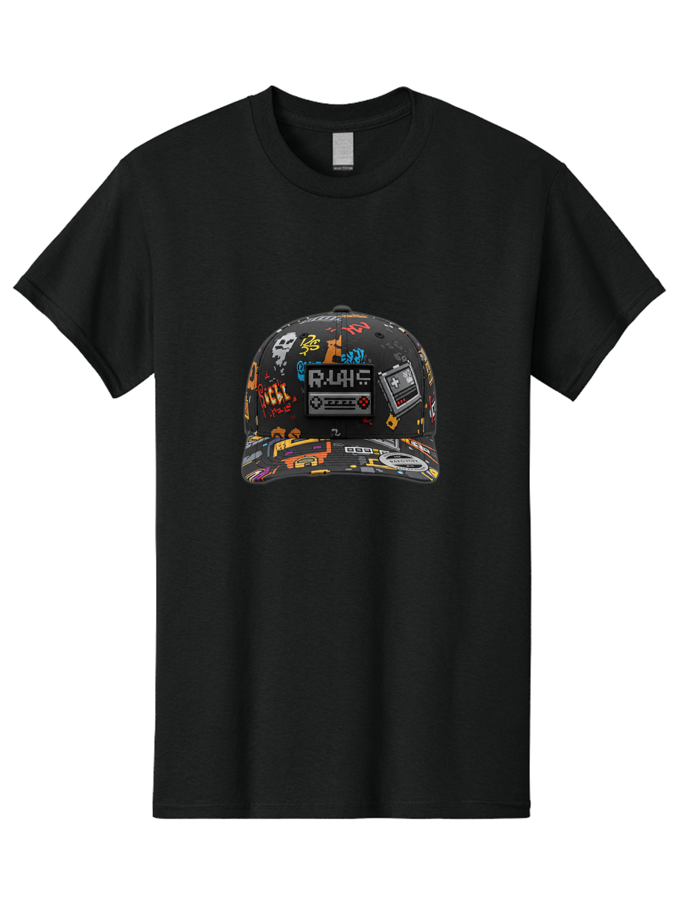 Rlyr-Baseball-Cap Men'S Graphic Tee, 100% Cotton, Comfortable Casual Summer Wear, Machine Washable, Rlyr Baseball Cap, Gaming Hat, Streetwear Fashion, Retro Gaming, Graffiti Style, Bold Graphics, Video Game Controller, Cassette Tape Design Bad492 1