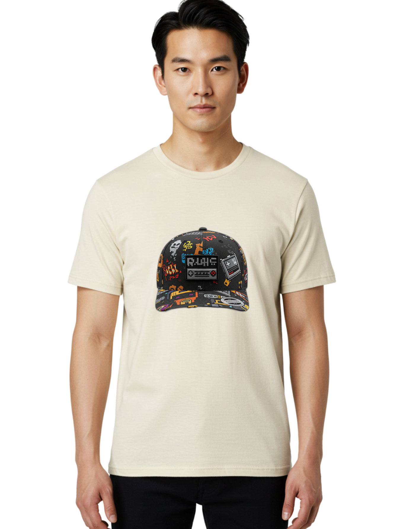 Rlyr-Baseball-Cap Men'S Graphic Tee, 100% Cotton, Comfortable Casual Summer Wear, Machine Washable, Rlyr Baseball Cap, Gaming Hat, Streetwear Fashion, Retro Gaming, Graffiti Style, Bold Graphics, Video Game Controller, Cassette Tape Design Bad492 20