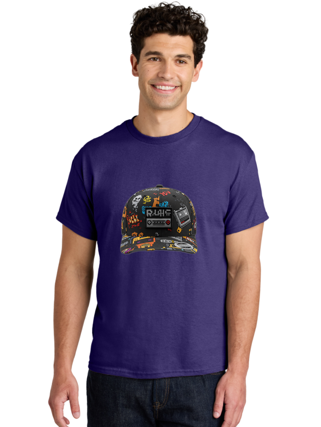 Rlyr-Baseball-Cap Men'S Graphic Tee, 100% Cotton, Comfortable Casual Summer Wear, Machine Washable, Rlyr Baseball Cap, Gaming Hat, Streetwear Fashion, Retro Gaming, Graffiti Style, Bold Graphics, Video Game Controller, Cassette Tape Design Bad492 24