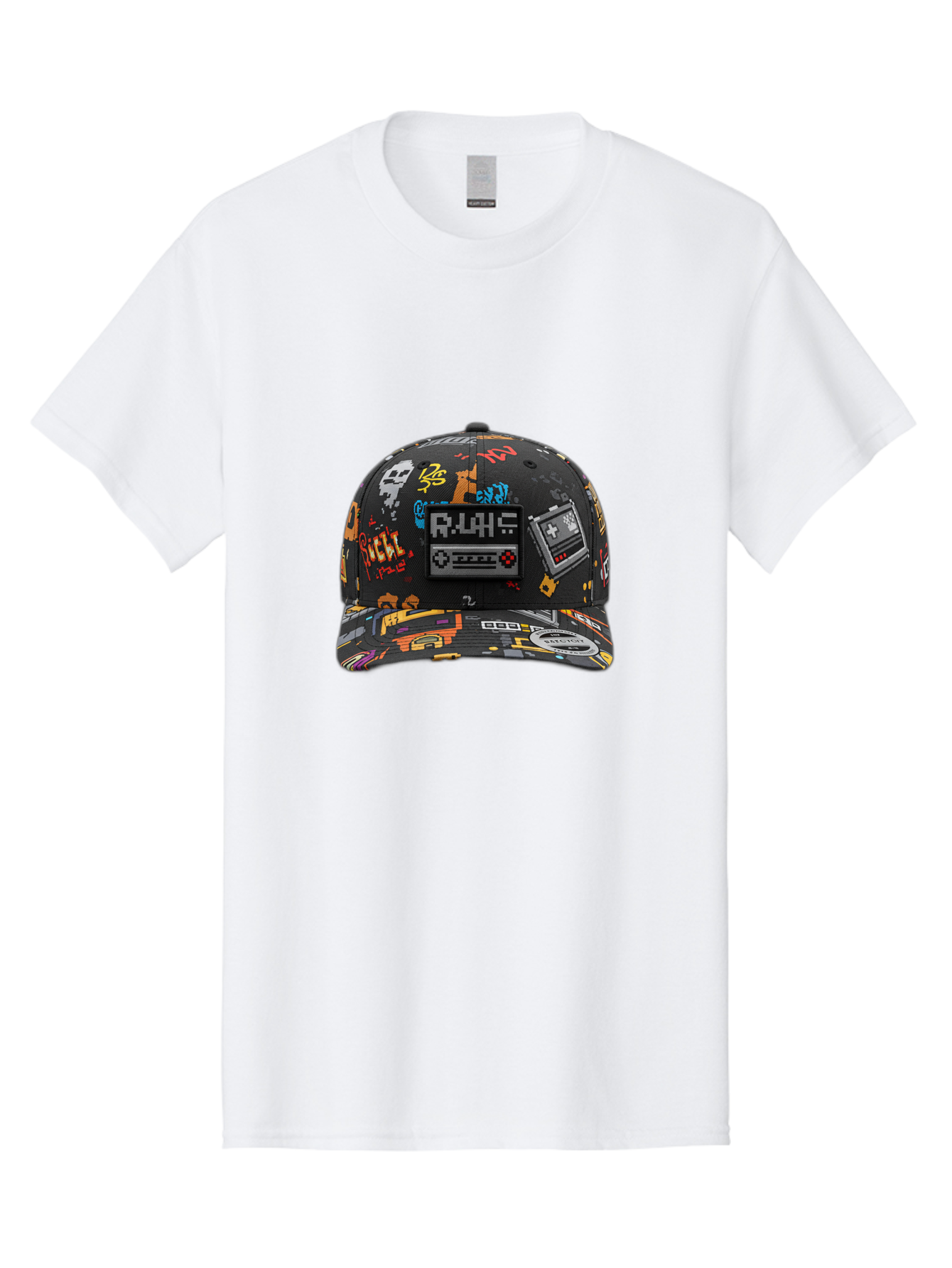 Rlyr-Baseball-Cap Men'S Graphic Tee, 100% Cotton, Comfortable Casual Summer Wear, Machine Washable, Rlyr Baseball Cap, Gaming Hat, Streetwear Fashion, Retro Gaming, Graffiti Style, Bold Graphics, Video Game Controller, Cassette Tape Design Bad492 2