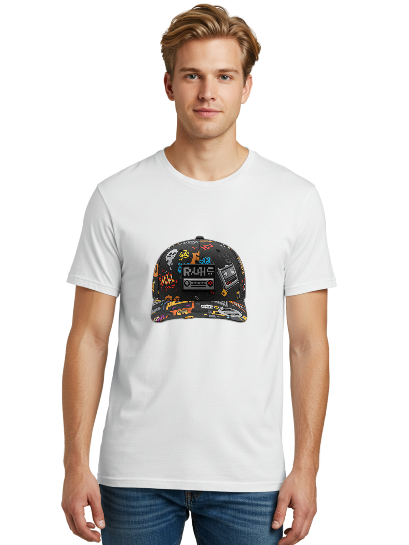 Rlyr-Baseball-Cap Men'S Graphic Tee, 100% Cotton, Comfortable Casual Summer Wear, Machine Washable, Rlyr Baseball Cap, Gaming Hat, Streetwear Fashion, Retro Gaming, Graffiti Style, Bold Graphics, Video Game Controller, Cassette Tape Design Bad492 17