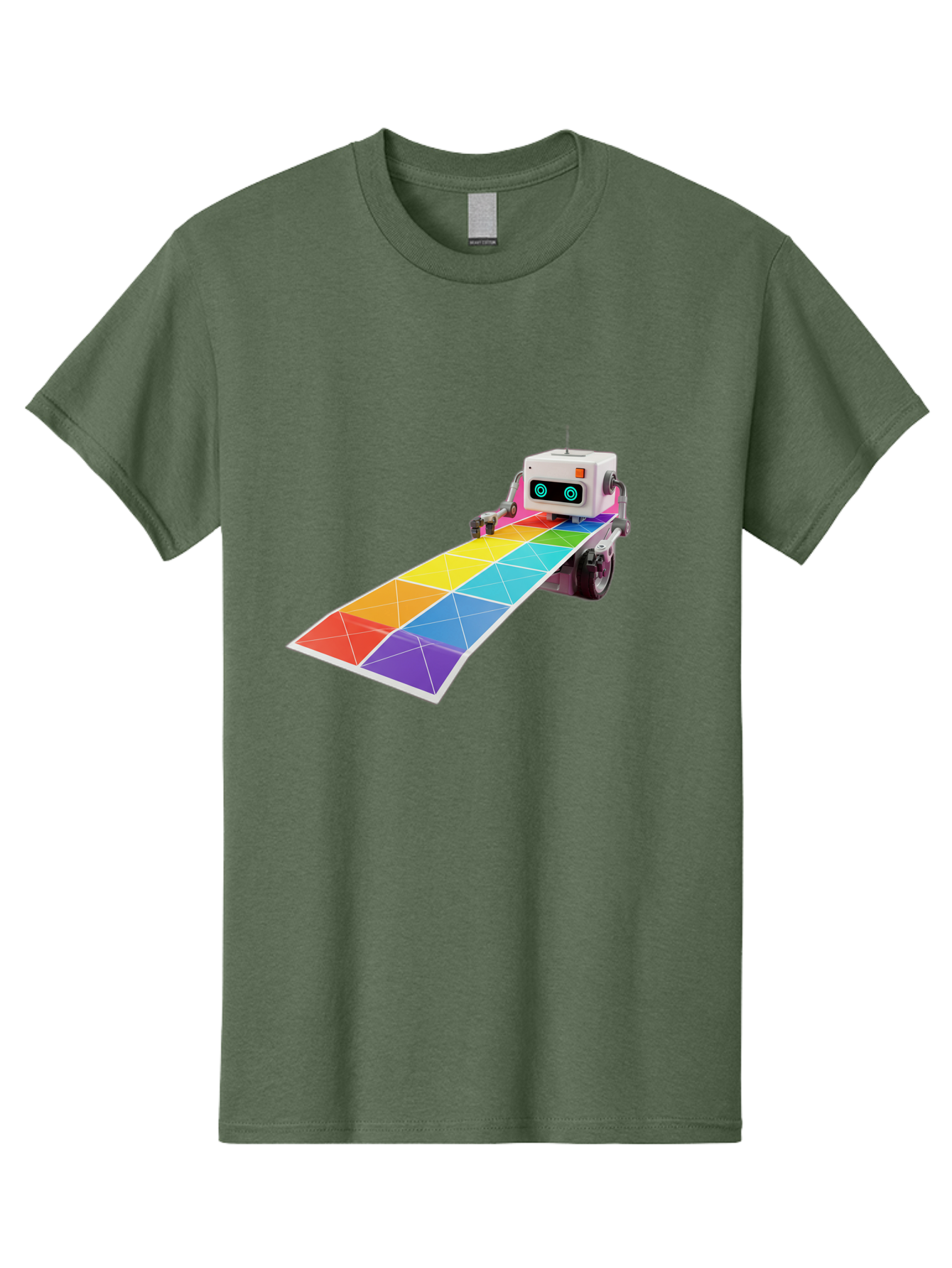 Robot-Dj-Booth Men'S Graphic Tee, 100% Cotton, Comfortable Casual Summer Wear, Machine Washable, Robot Dj, Colorful Turntable, Rainbow-Colored Dj Deck, Music Production, Electronic Dance Music, Futuristic Technology, Dance Floor Vibes, Bad494 10