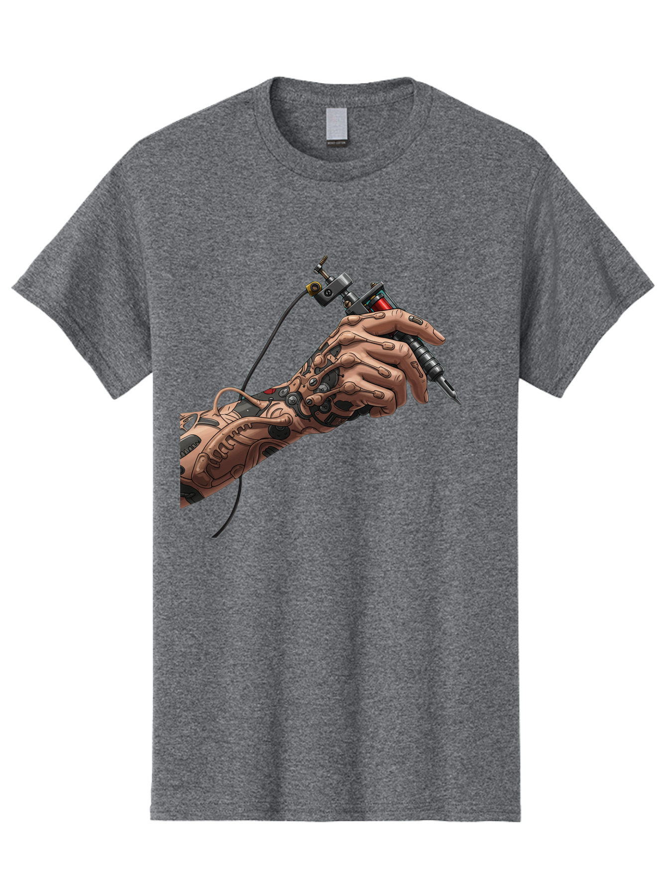 Robot-Hand-Tattoo-Machine Men'S Graphic Tee, 100% Cotton, Comfortable Casual Summer Wear, Machine Washable, Robotic Hand, Tattoo Machine, Mechanical Arm, Futuristic Art, Tattoo Artist, Robotic Precision, Mechanical Limb, Tattoo Design Bad495 10