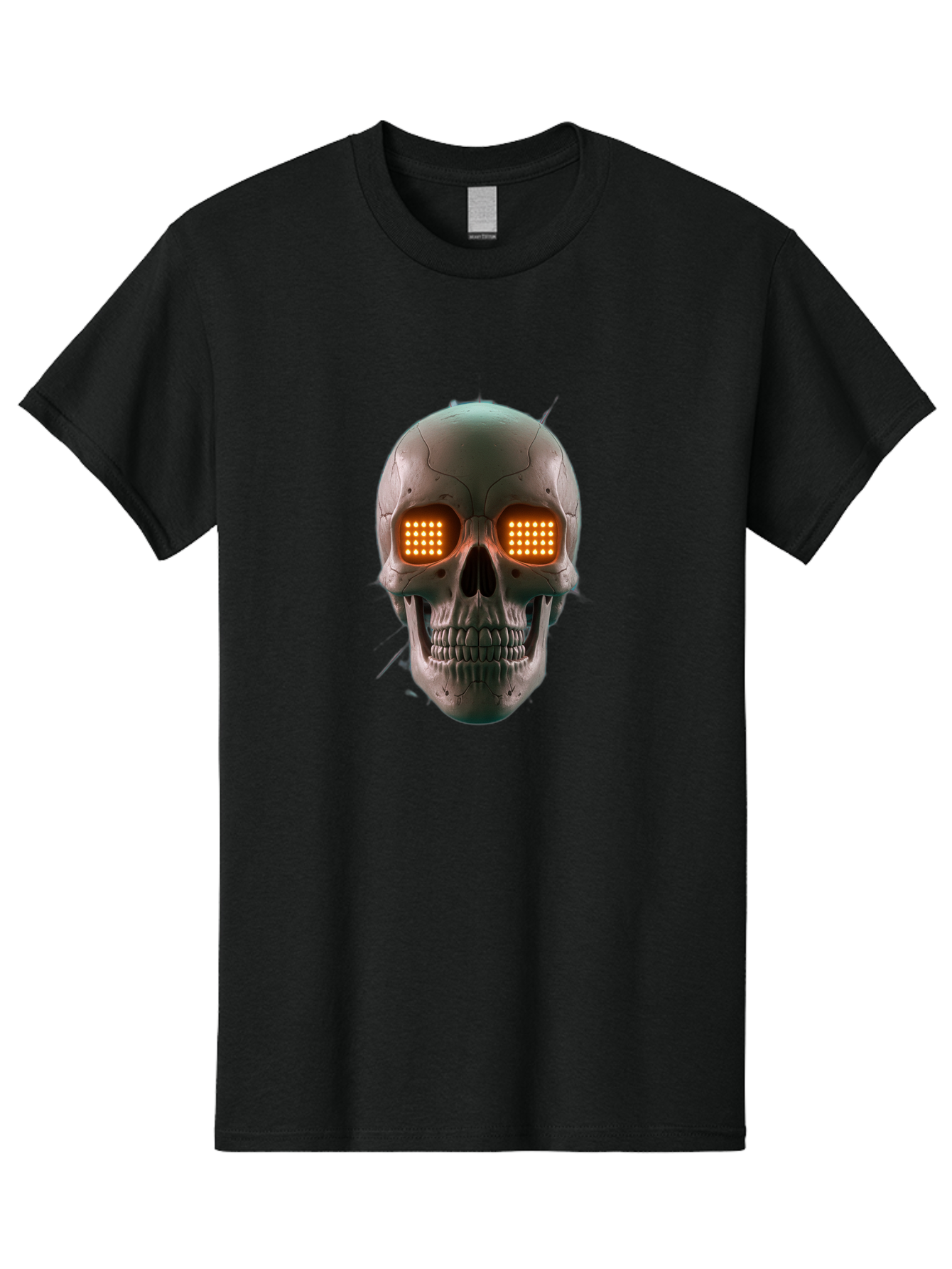 Robot-Skull Men'S Graphic Tee, 100% Cotton, Comfortable Casual Summer Wear, Machine Washable, Cyborg Skull, Robotic Eyes, Futuristic Technology, Sci-Fi Art, Glowing Orange Eyes, Skull Design, Dark Futuristic, Cybernetic Enhancements, Bad496 4