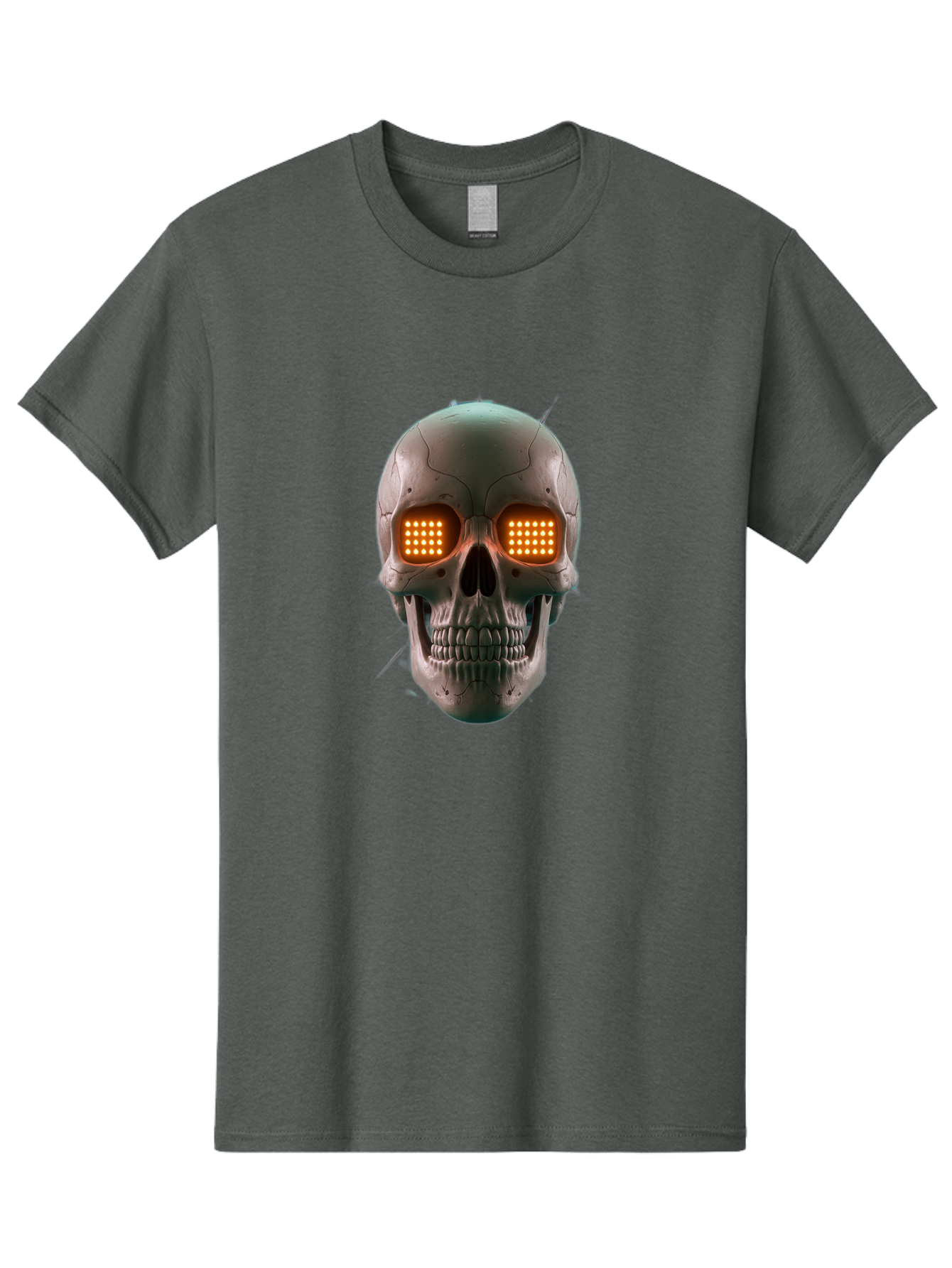 Robot-Skull Men'S Graphic Tee, 100% Cotton, Comfortable Casual Summer Wear, Machine Washable, Cyborg Skull, Robotic Eyes, Futuristic Technology, Sci-Fi Art, Glowing Orange Eyes, Skull Design, Dark Futuristic, Cybernetic Enhancements, Bad496 10