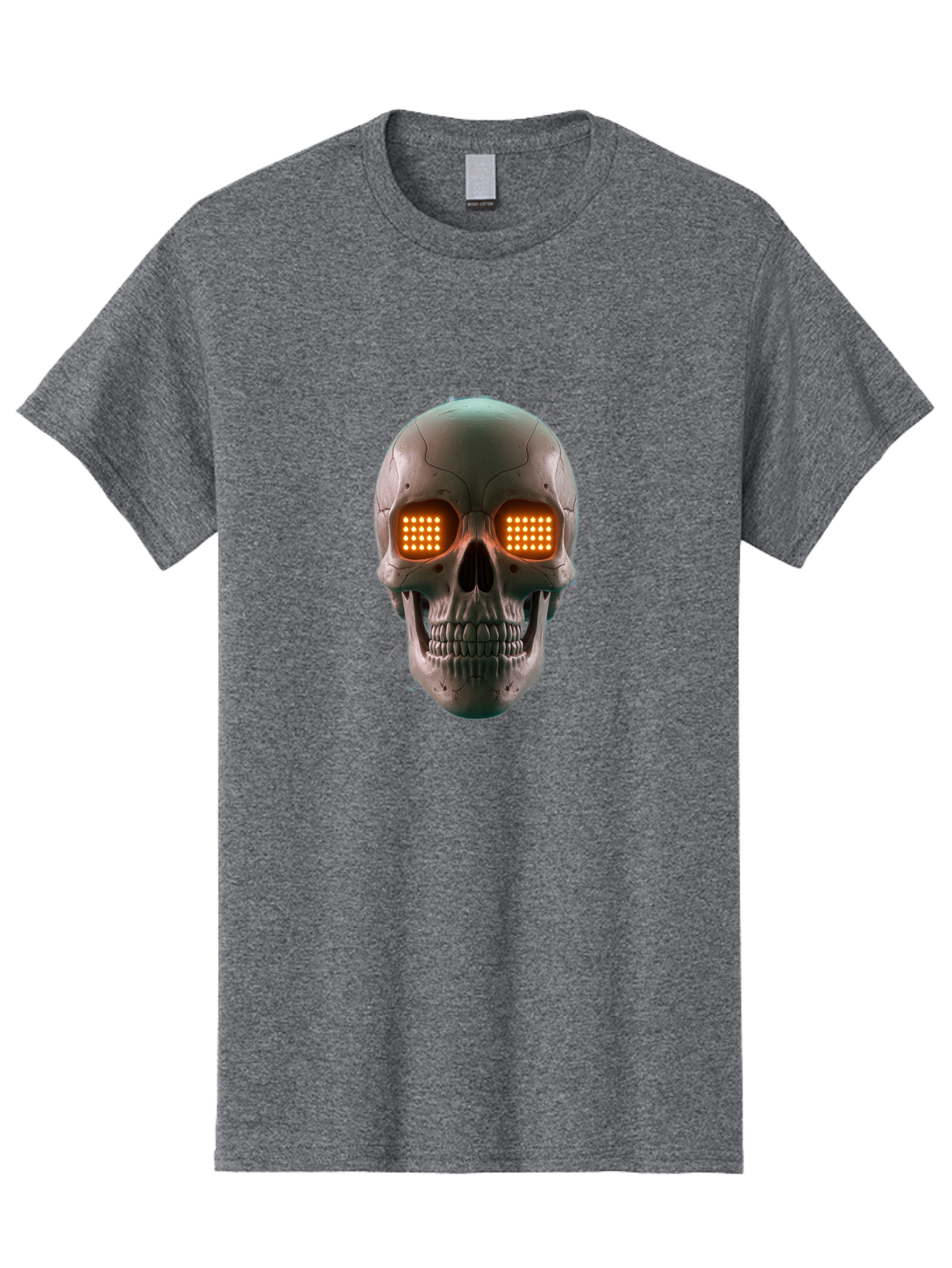 Robot-Skull Men'S Graphic Tee, 100% Cotton, Comfortable Casual Summer Wear, Machine Washable, Cyborg Skull, Robotic Eyes, Futuristic Technology, Sci-Fi Art, Glowing Orange Eyes, Skull Design, Dark Futuristic, Cybernetic Enhancements, Bad496 14