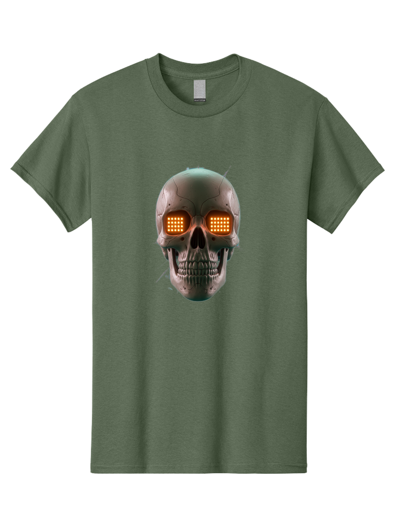 Robot-Skull Men'S Graphic Tee, 100% Cotton, Comfortable Casual Summer Wear, Machine Washable, Cyborg Skull, Robotic Eyes, Futuristic Technology, Sci-Fi Art, Glowing Orange Eyes, Skull Design, Dark Futuristic, Cybernetic Enhancements, Bad496 9