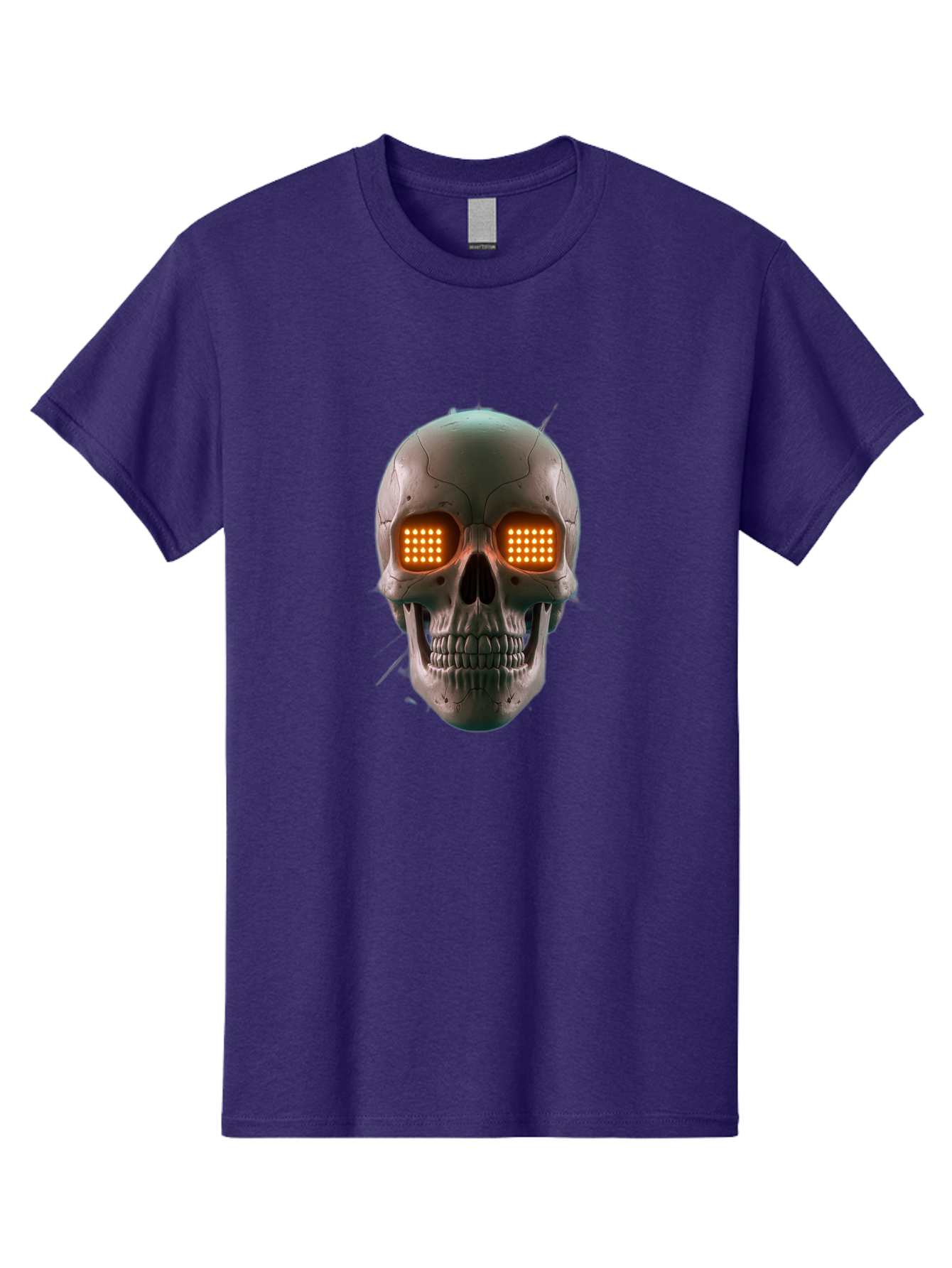 Robot-Skull Men'S Graphic Tee, 100% Cotton, Comfortable Casual Summer Wear, Machine Washable, Cyborg Skull, Robotic Eyes, Futuristic Technology, Sci-Fi Art, Glowing Orange Eyes, Skull Design, Dark Futuristic, Cybernetic Enhancements, Bad496 15