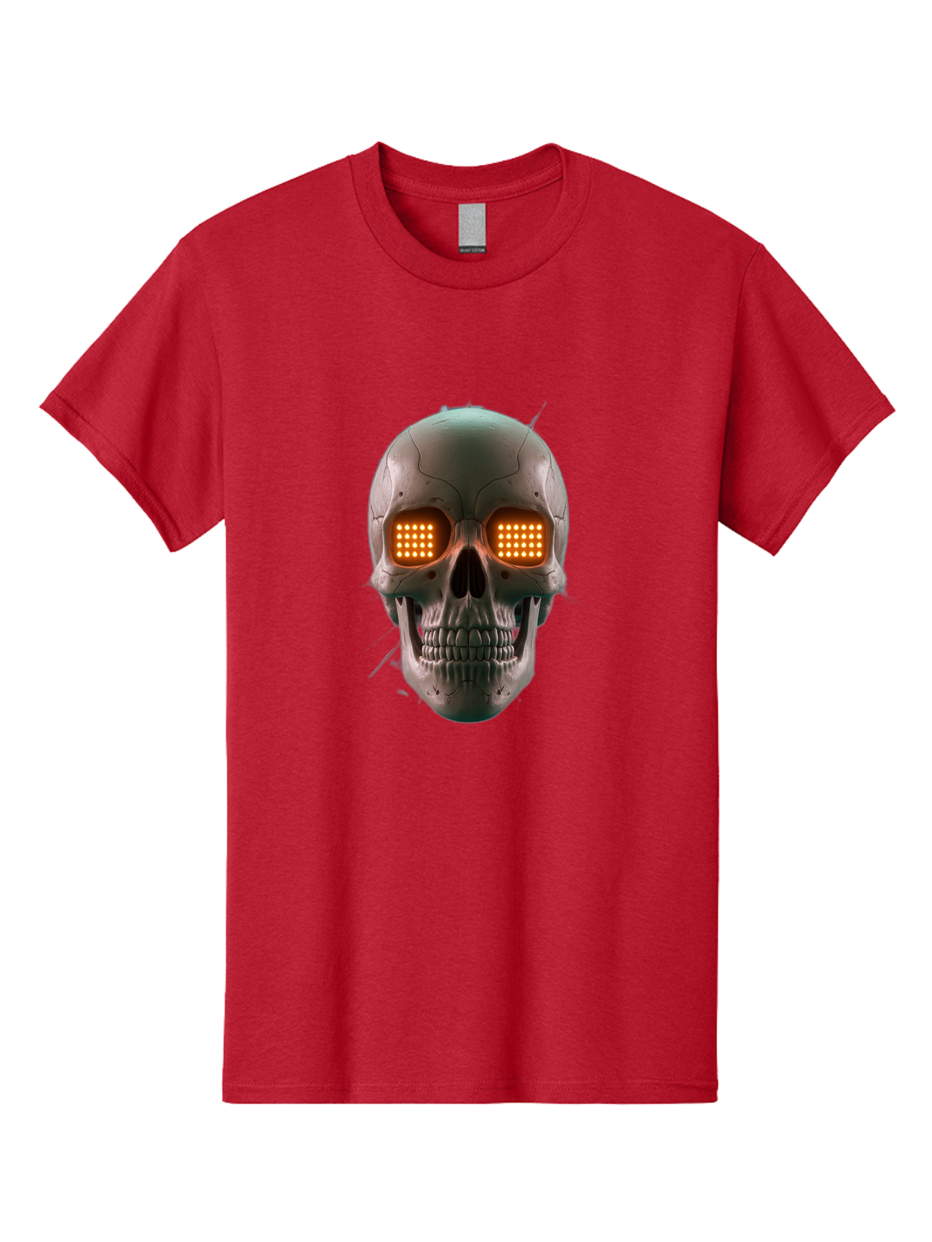 Robot-Skull Men'S Graphic Tee, 100% Cotton, Comfortable Casual Summer Wear, Machine Washable, Cyborg Skull, Robotic Eyes, Futuristic Technology, Sci-Fi Art, Glowing Orange Eyes, Skull Design, Dark Futuristic, Cybernetic Enhancements, Bad496 6