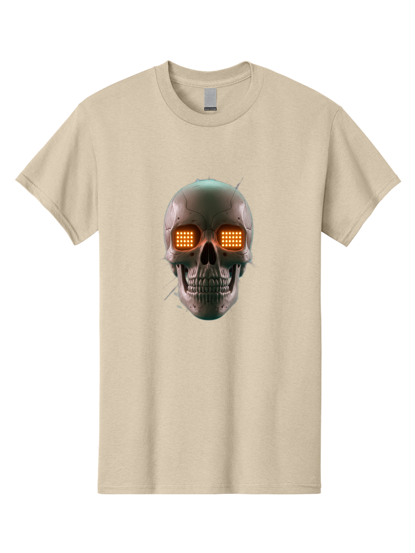 Robot-Skull Men'S Graphic Tee, 100% Cotton, Comfortable Casual Summer Wear, Machine Washable, Cyborg Skull, Robotic Eyes, Futuristic Technology, Sci-Fi Art, Glowing Orange Eyes, Skull Design, Dark Futuristic, Cybernetic Enhancements, Bad496 12