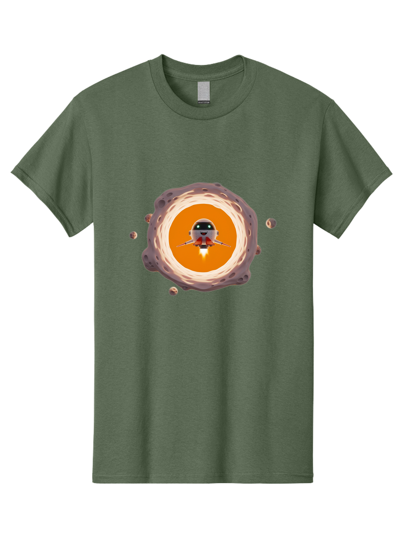 Robot-Spaceship Men'S Graphic Tee, 100% Cotton, Comfortable Casual Summer Wear, Machine Washable, Robot Spaceship Emerging From Crater, Asteroid Field, Robotic Exploration, Space Travel, Futuristic Technology, Sci-Fi Adventure, Cartoon Style Bad497 13