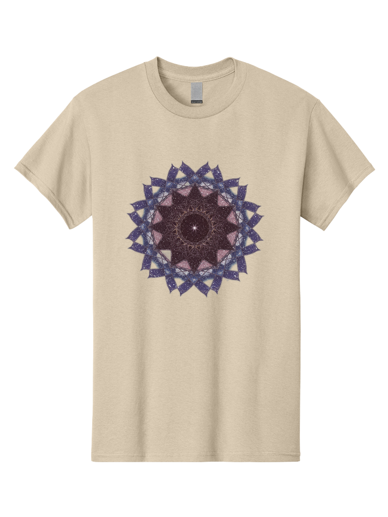 Sacred-Geometry-Star Men'S Graphic Tee, 100% Cotton, Comfortable Casual Summer Wear, Machine Washable, Sacred Geometry, Mandala Art, Geometric Patterns, Star Symbol, Spiritual Design, Mystical Shapes, Cosmic Theme, Intricate Details, Bad501 11